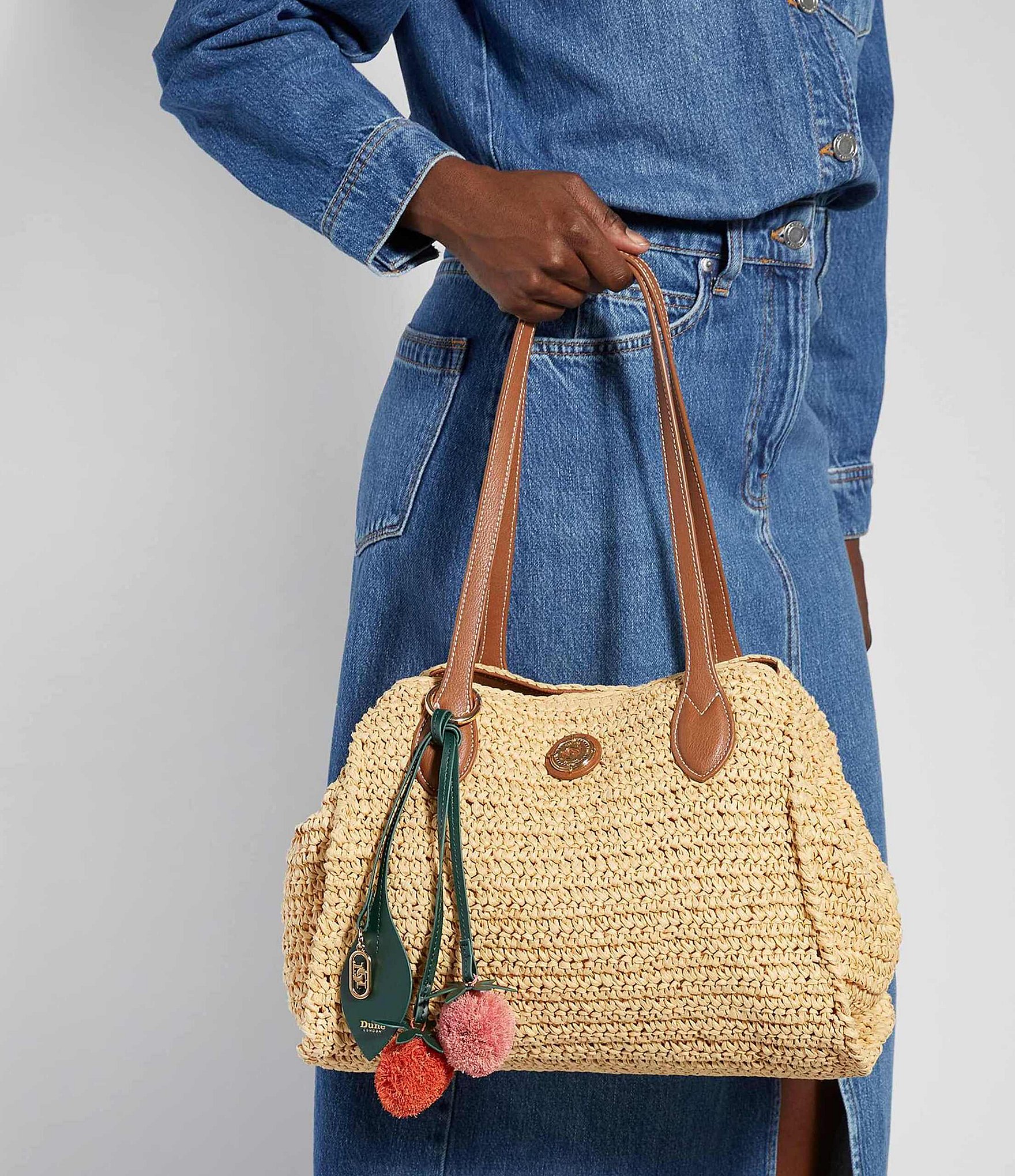 Dune London Devotedly Double Grab Handle Raffia Tote Bag