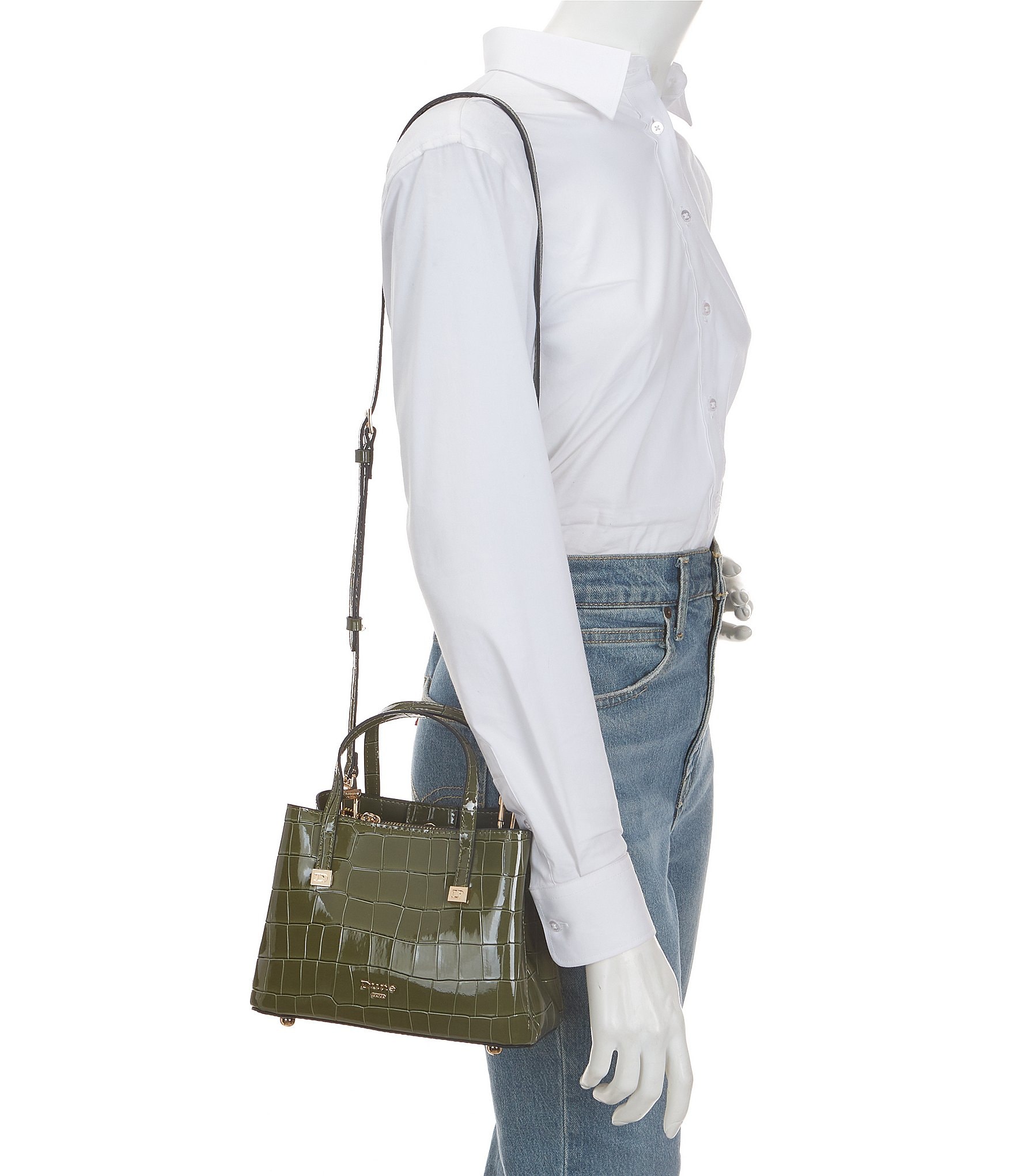 Dune London Dominantly Crocodile Embossed Satchel Bag