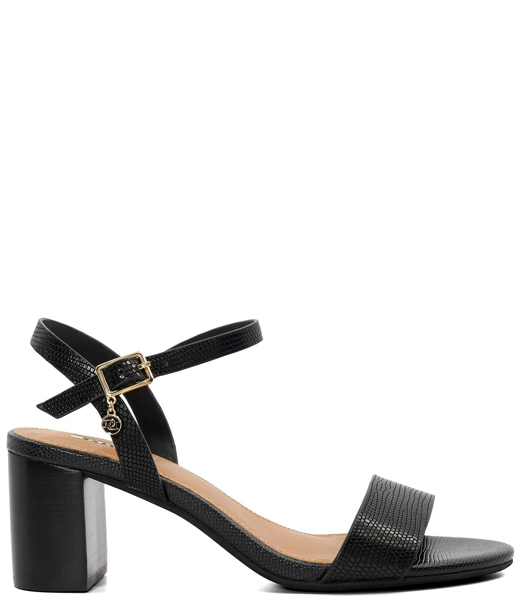 Dune London Jelly Lizard Embossed Leather Block Heel Sandals