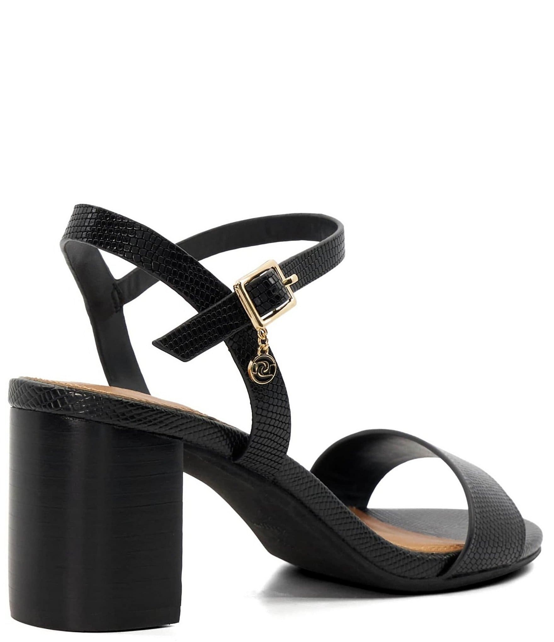 Dune London Jelly Lizard Embossed Leather Block Heel Sandals