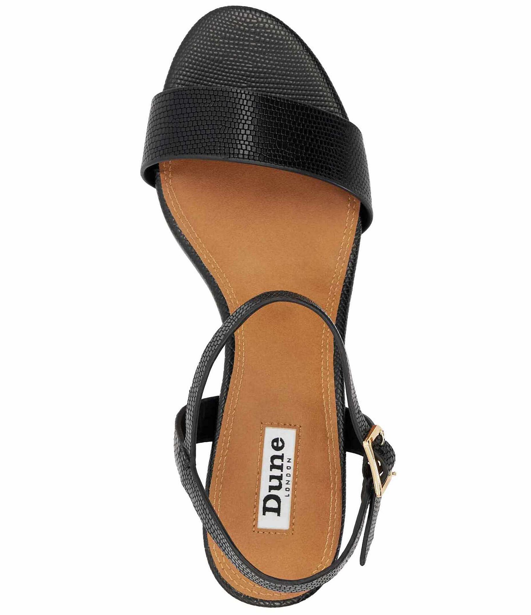Dune London Jelly Lizard Embossed Leather Block Heel Sandals