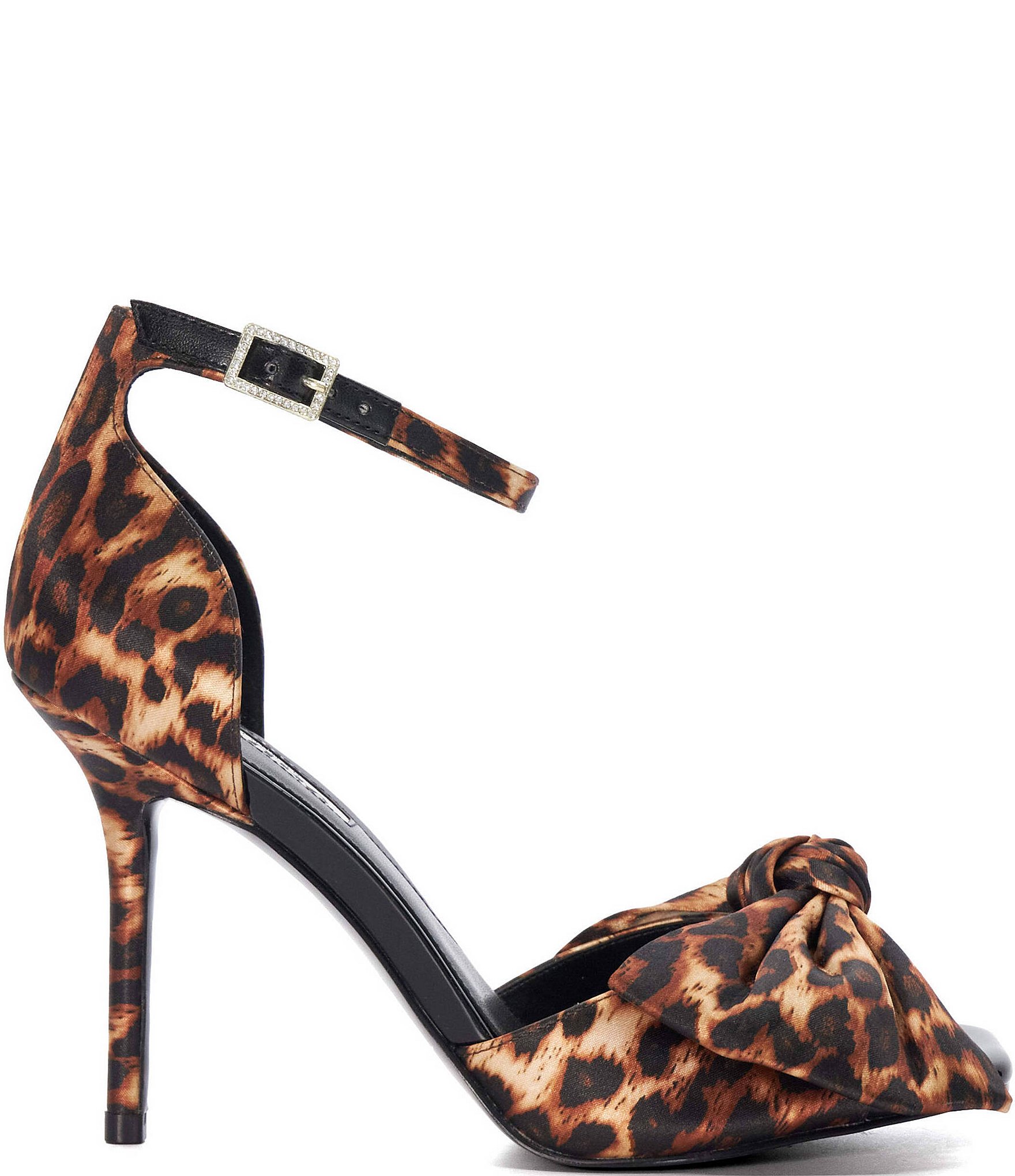 Dune London Mannequins Leopard Print Satin Dress Sandals