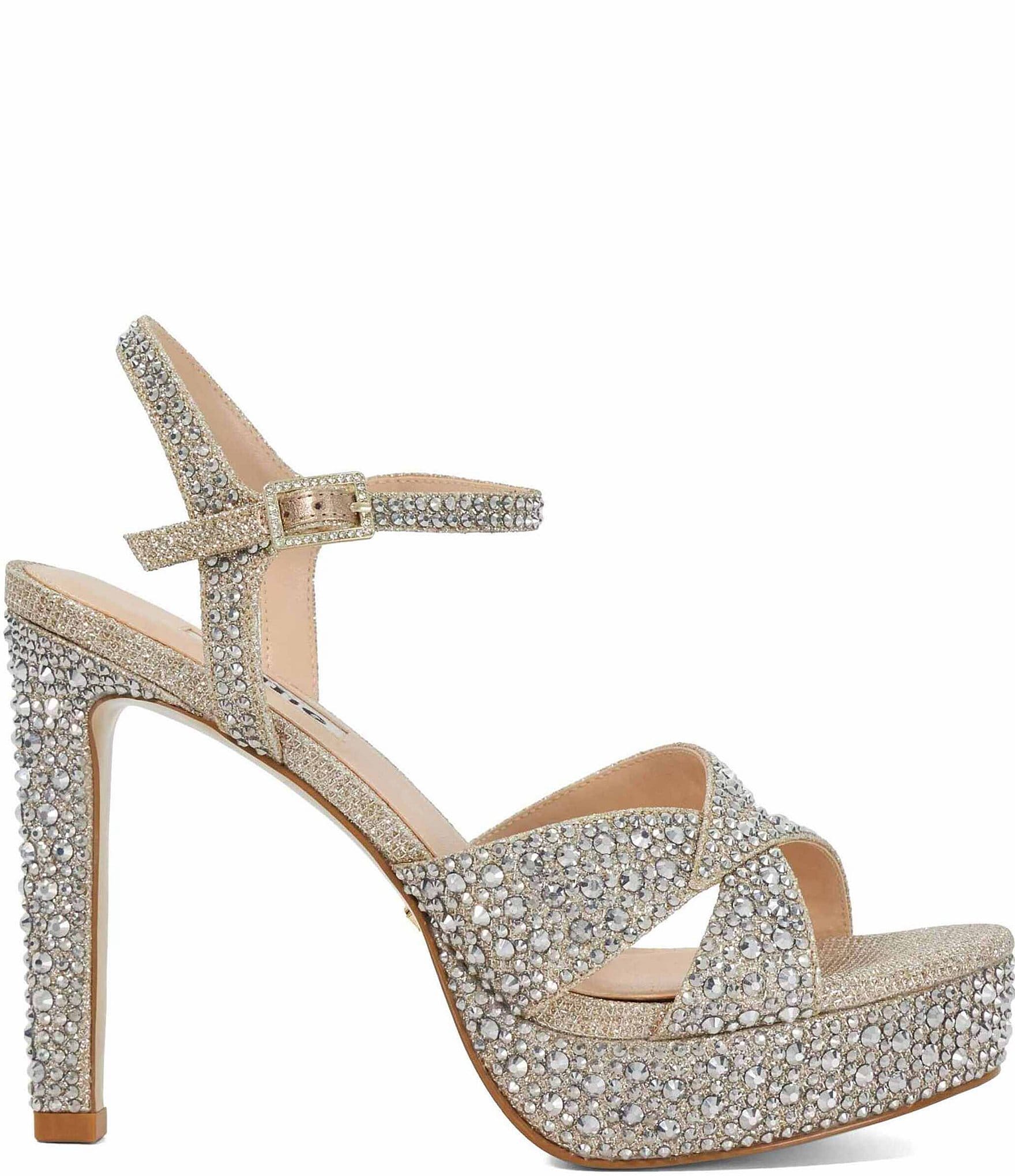 Dune London Mayve Rhinestone Embellished Platform Dress Sandals