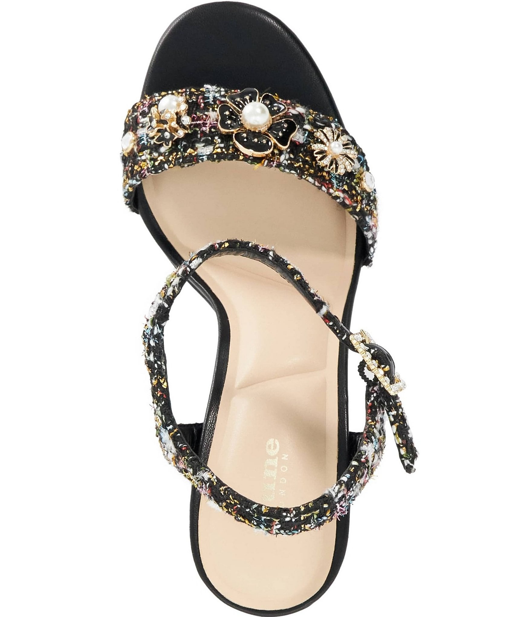 Dune London Mention Winter Boucle Ankle Wrap Dress Sandals