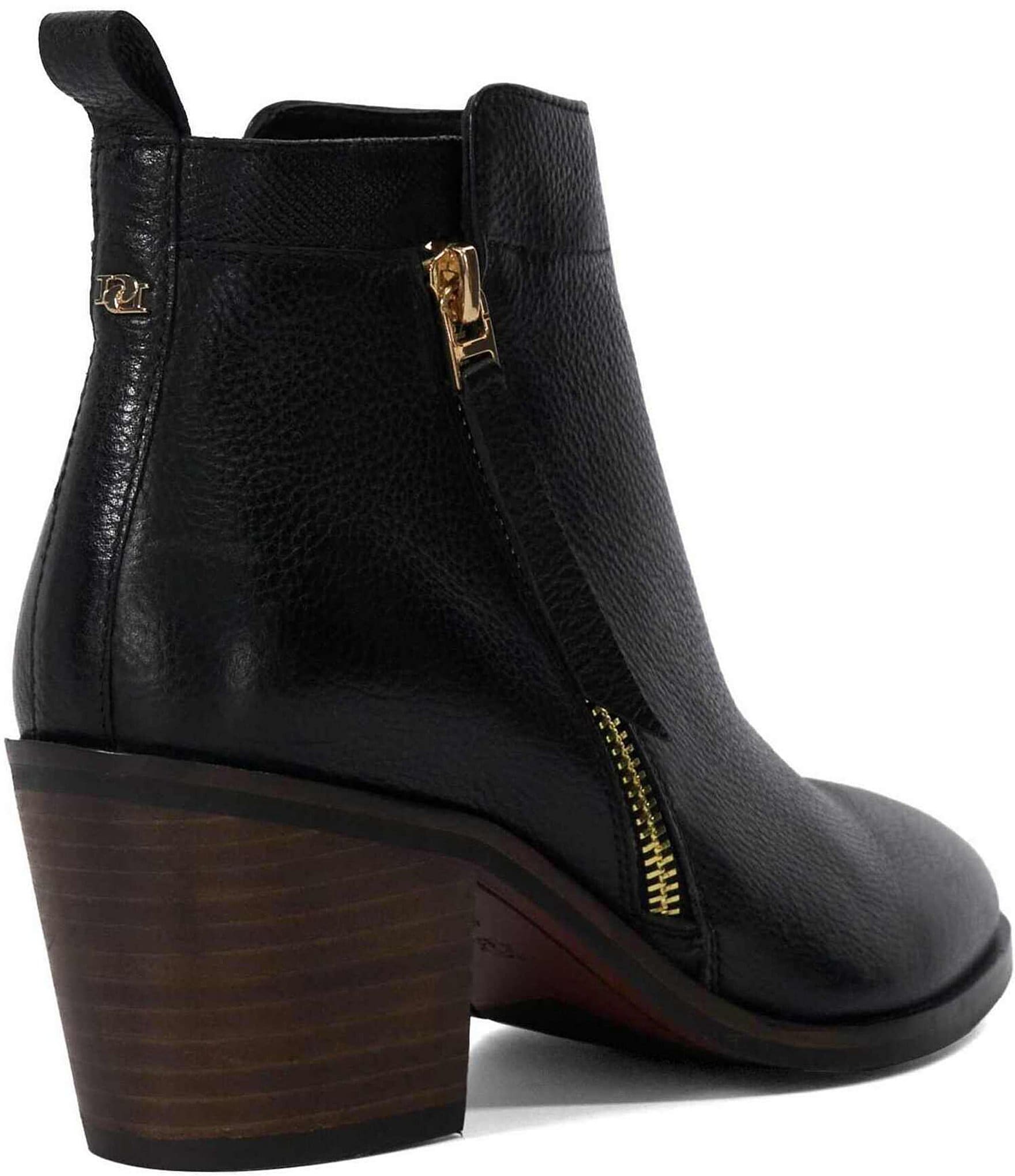 Dune London Paicing Leather Block Heel Ankle Booties