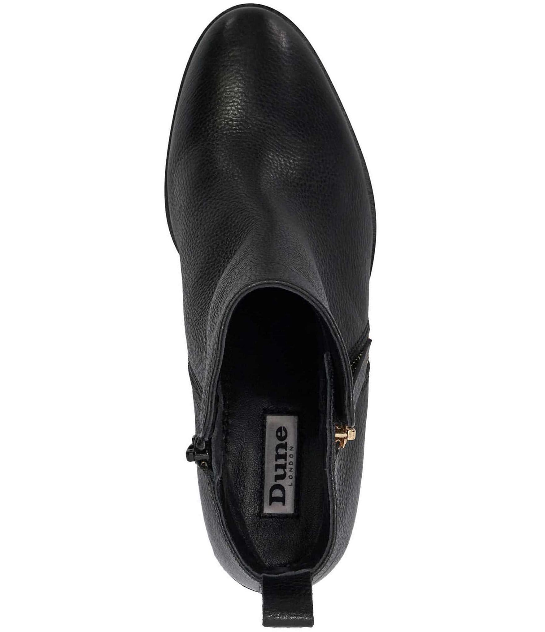 Dune London Paicing Leather Block Heel Ankle Booties