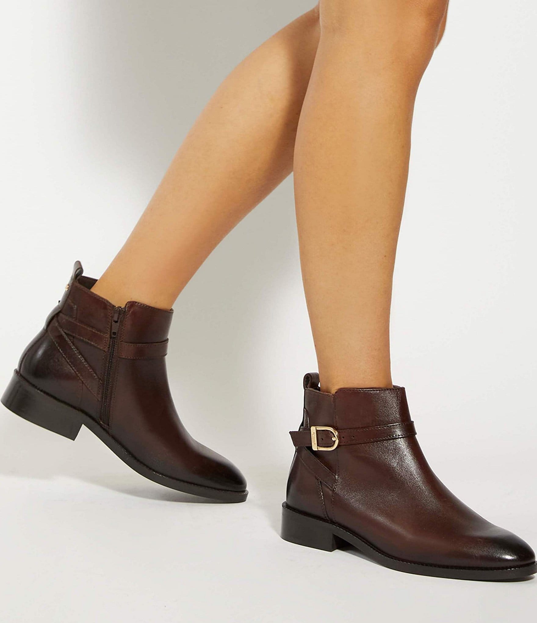 Dune London Pemma Leather Ankle Booties