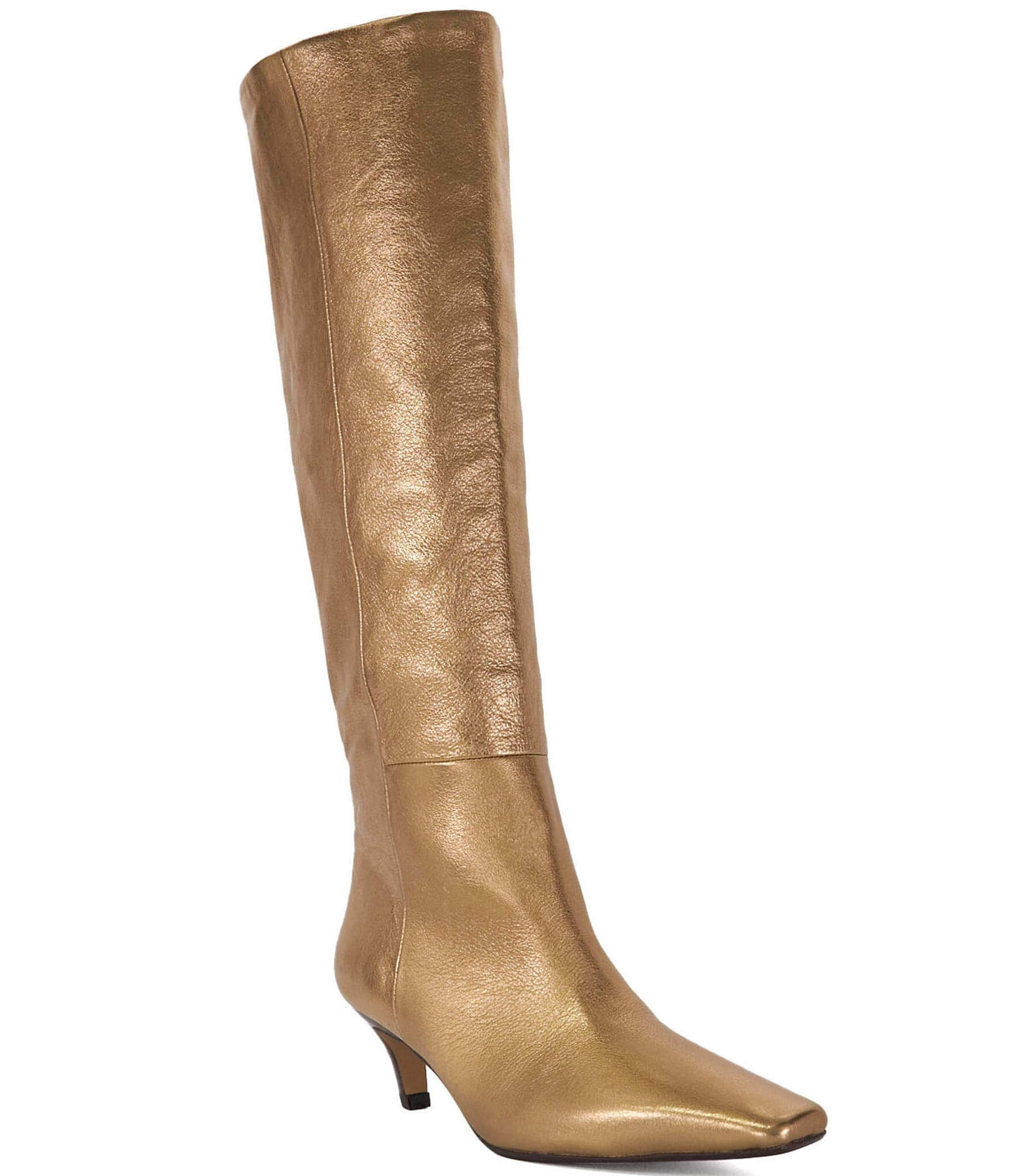 Gold kitten heel boots hotsell