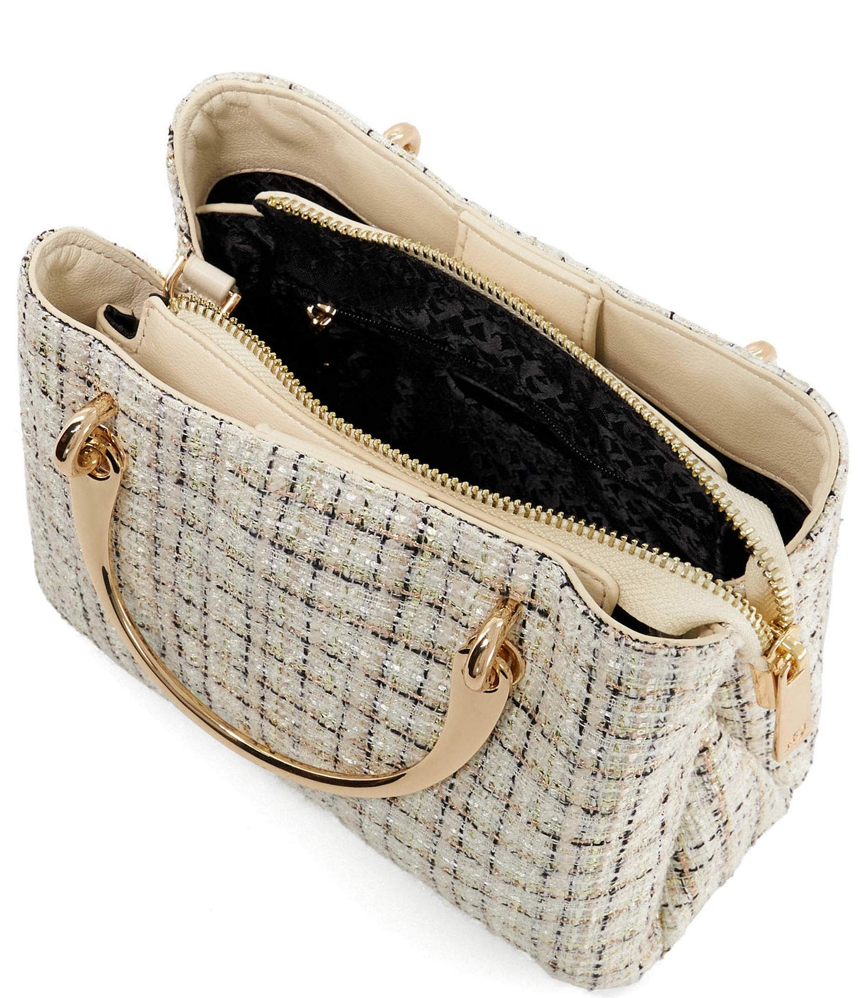 Dune London Tweed Dinky Dorrie Top Handle Satchel Tote Bag