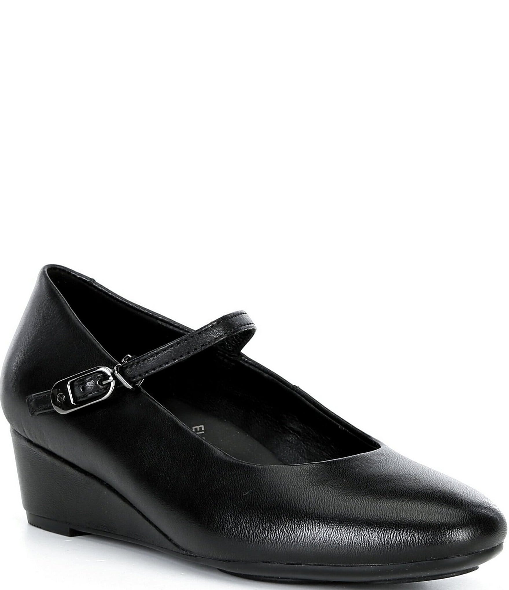 ECCO Elevate Leather Mary Jane Wedge Pumps