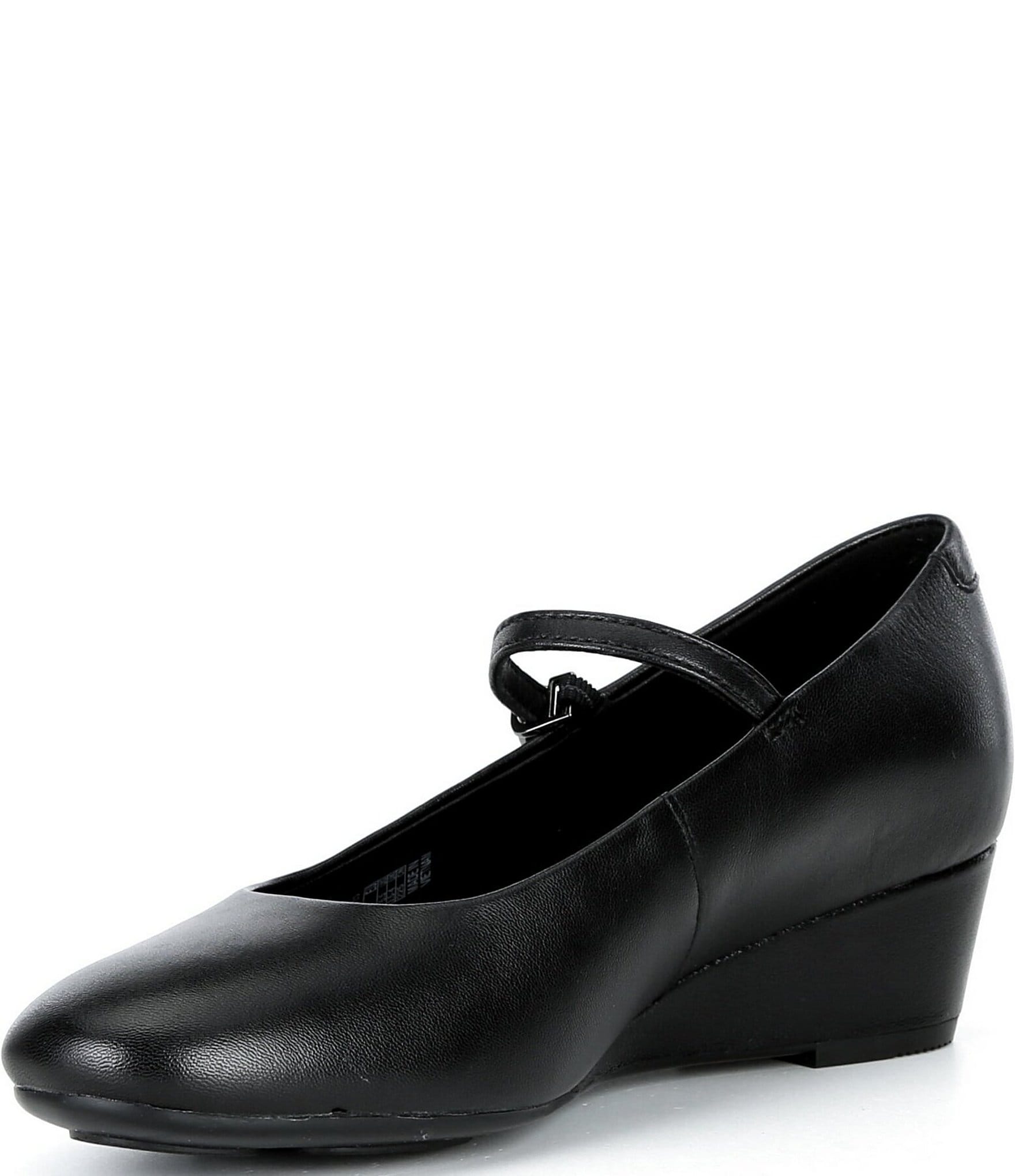 ECCO Elevate Leather Mary Jane Wedge Pumps