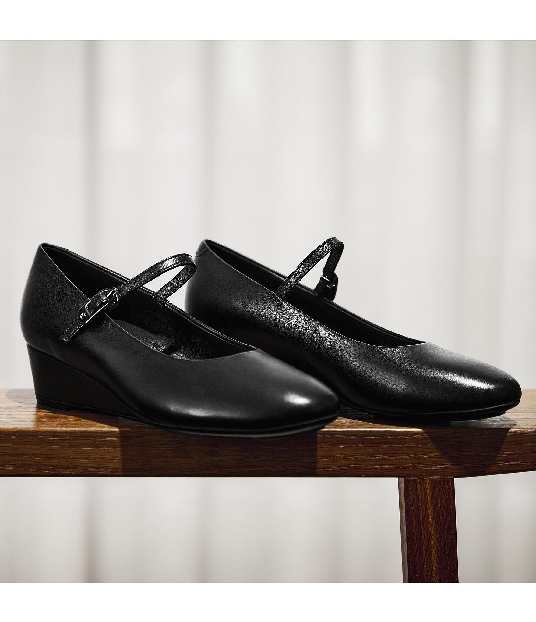 ECCO Elevate Leather Mary Jane Wedge Pumps