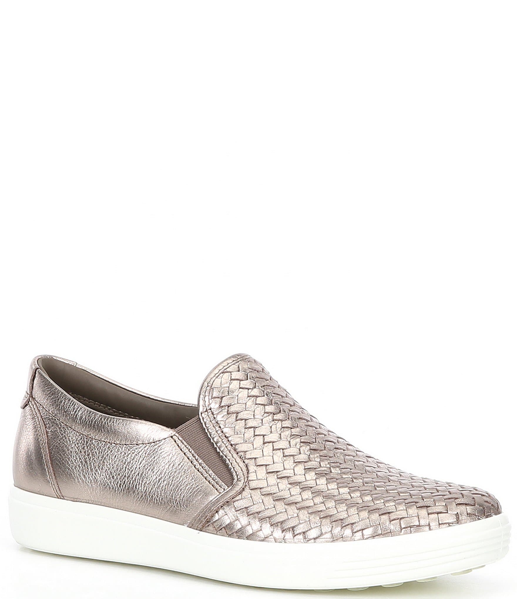 woven leather slip ons