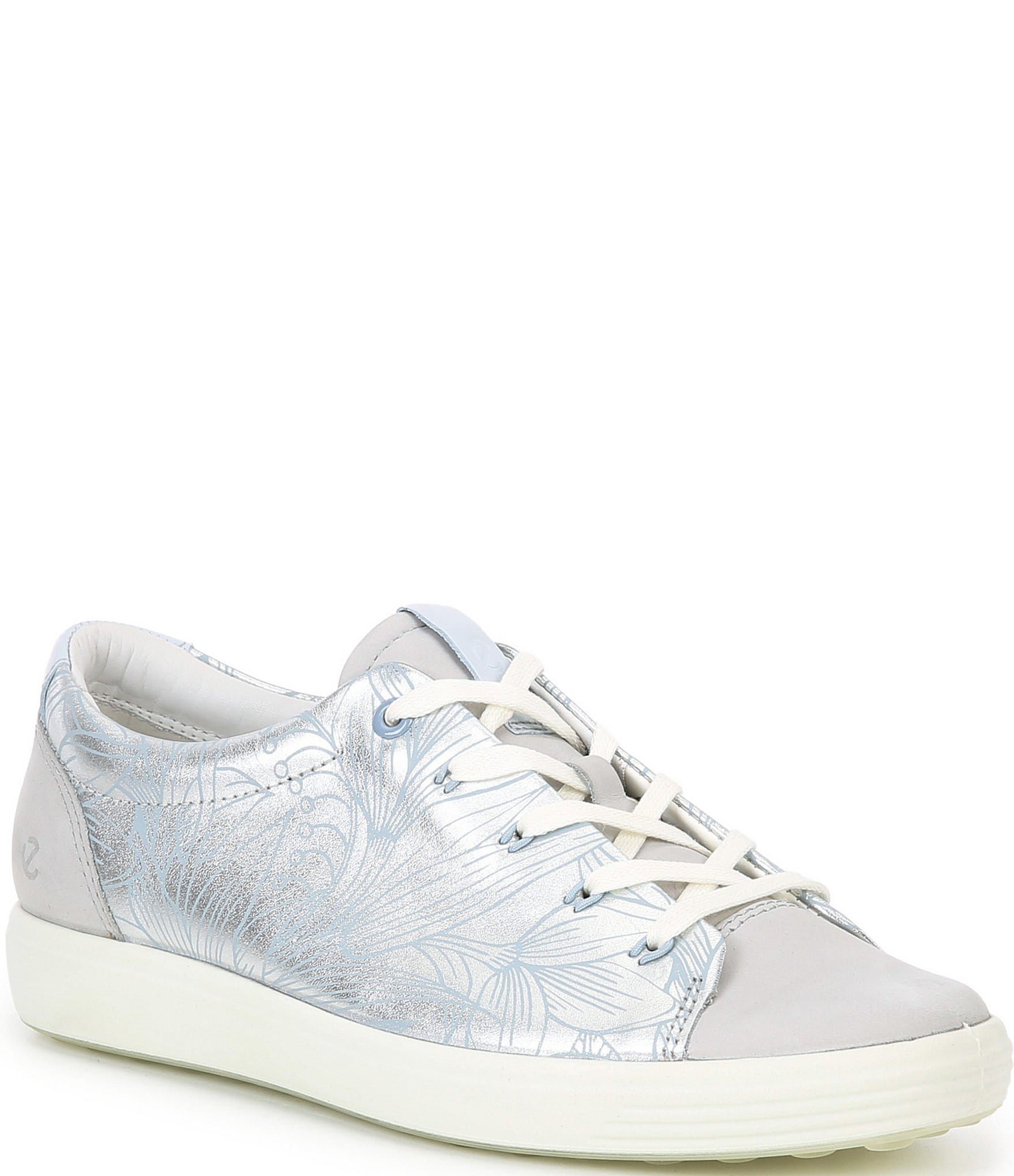 ECCO Soft VII Metallic Leather Lace Up Floral Floral Sneakers Dillard s