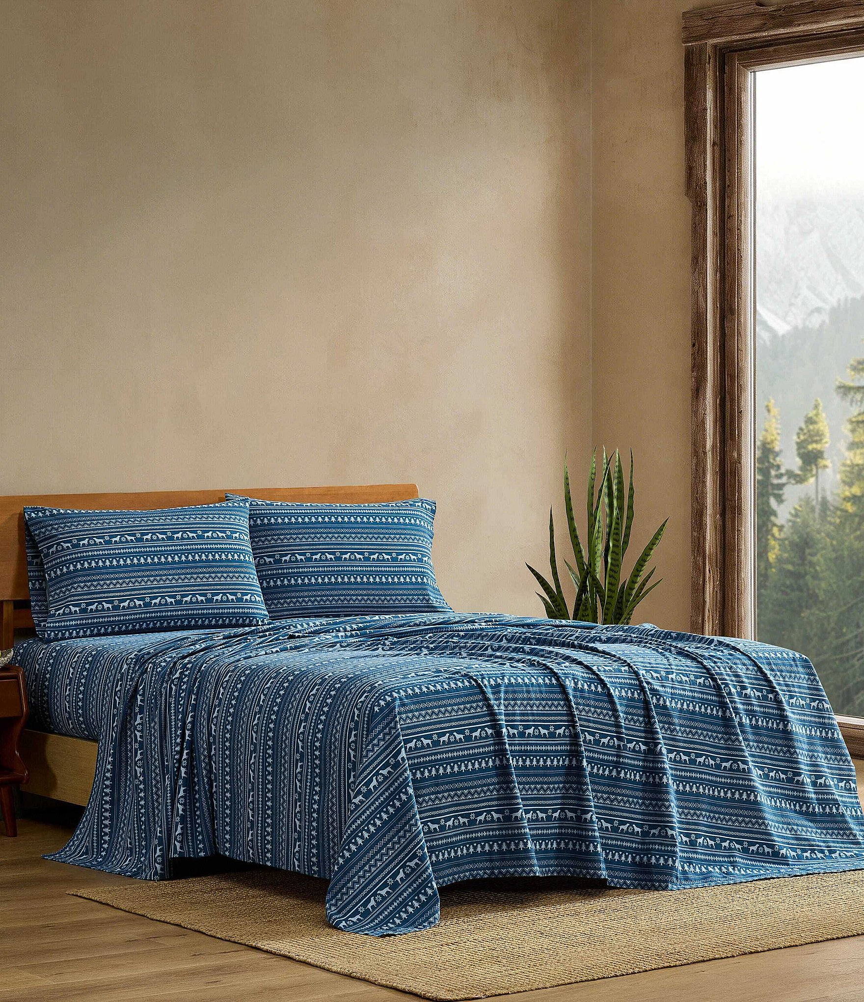 Eddie Bauer Dog Sweater Stripe Cotton Flannel Sheet Set