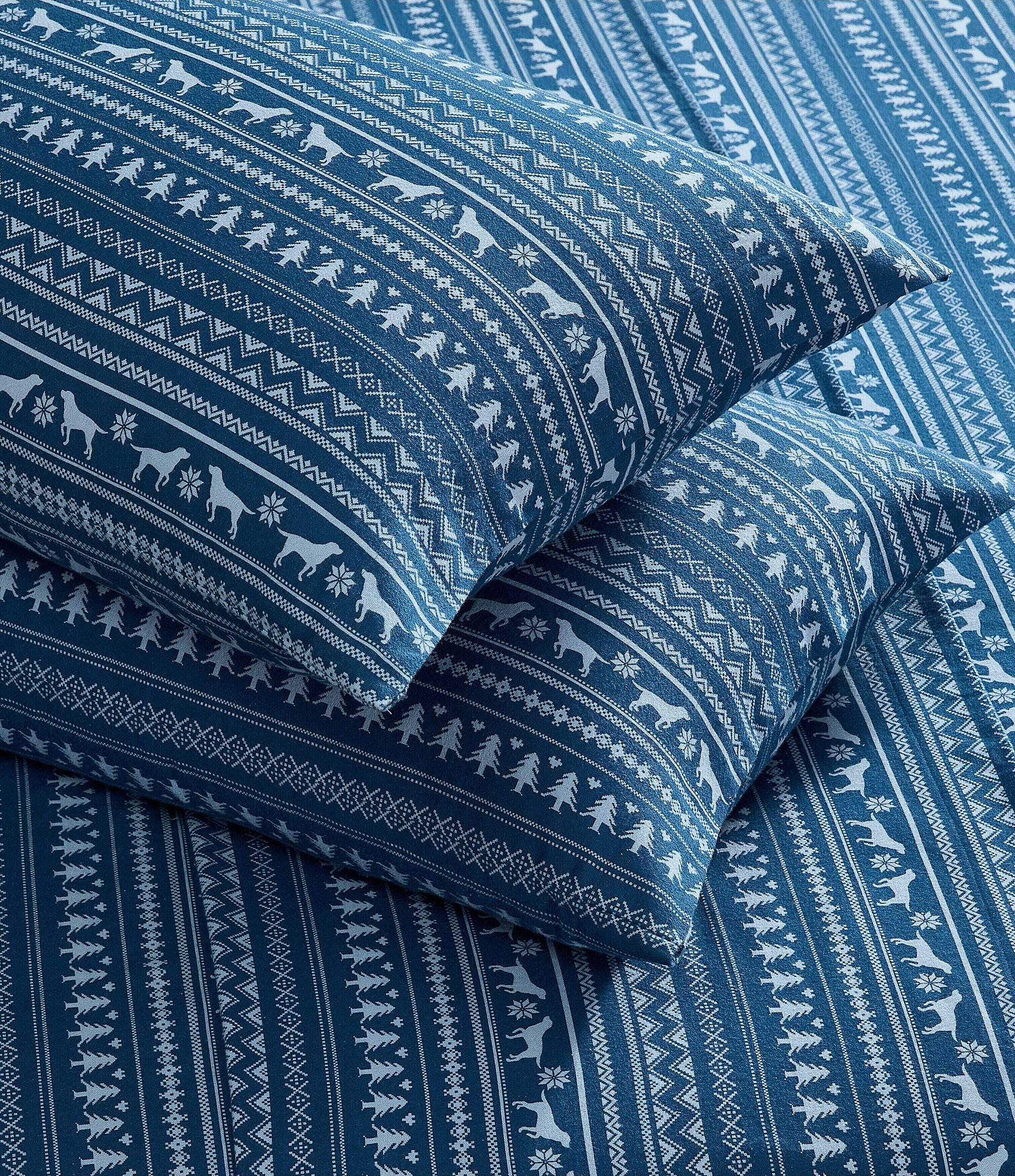 Eddie Bauer Dog Sweater Stripe Cotton Flannel Sheet Set