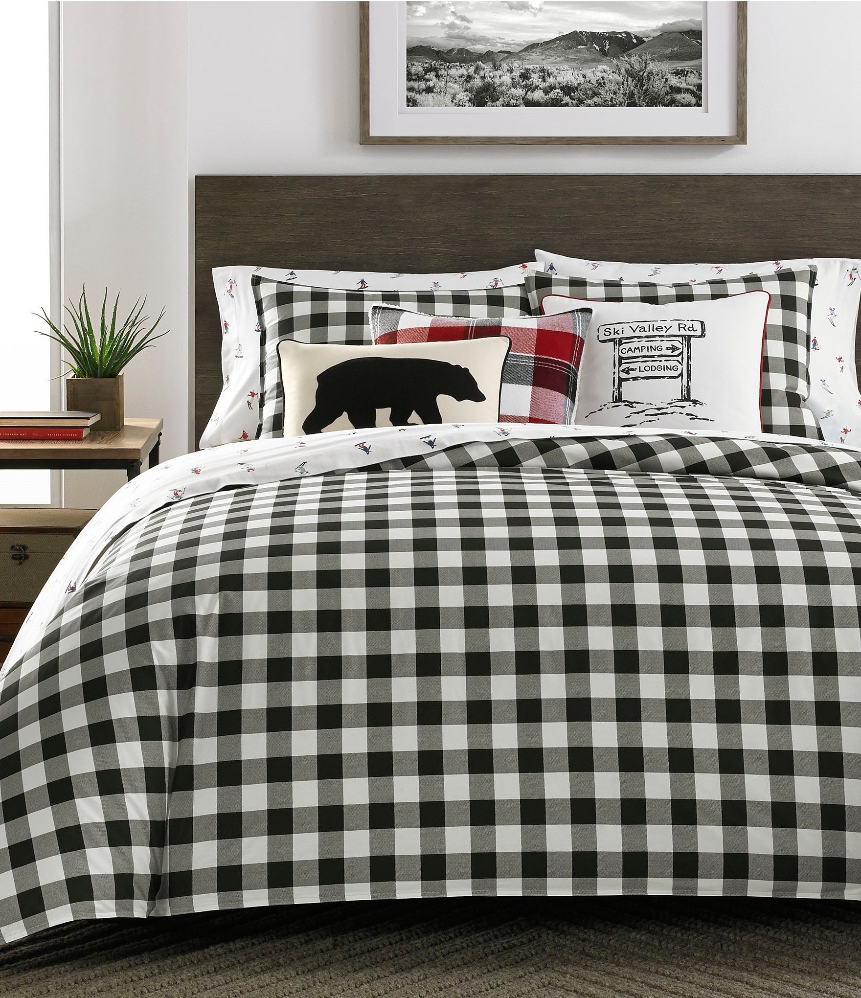 Eddie Bauer Mountain Black Plaid Comforter Mini Set