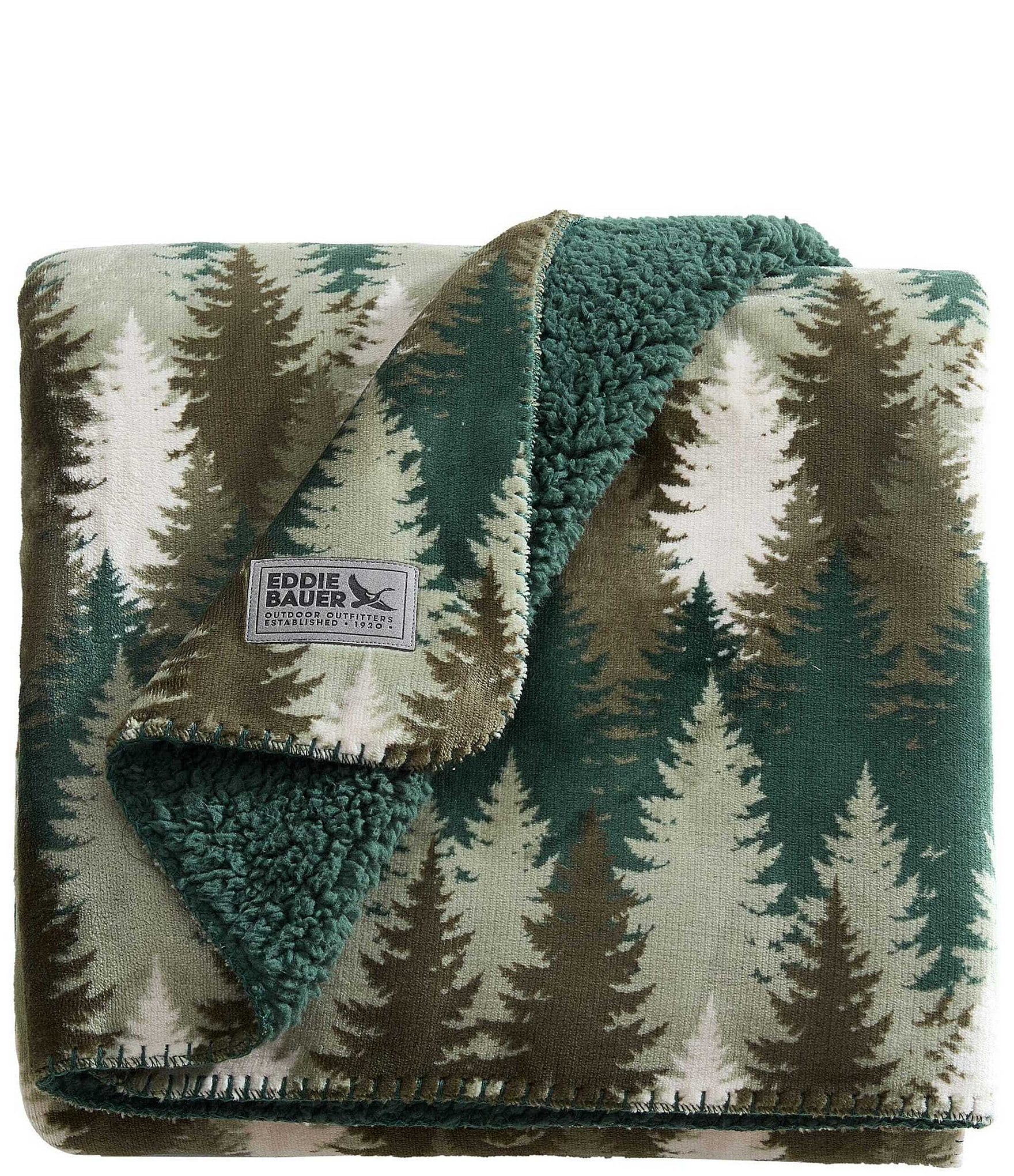 Eddie Bauer Stepped Pines Printed Reversible Plush Throw