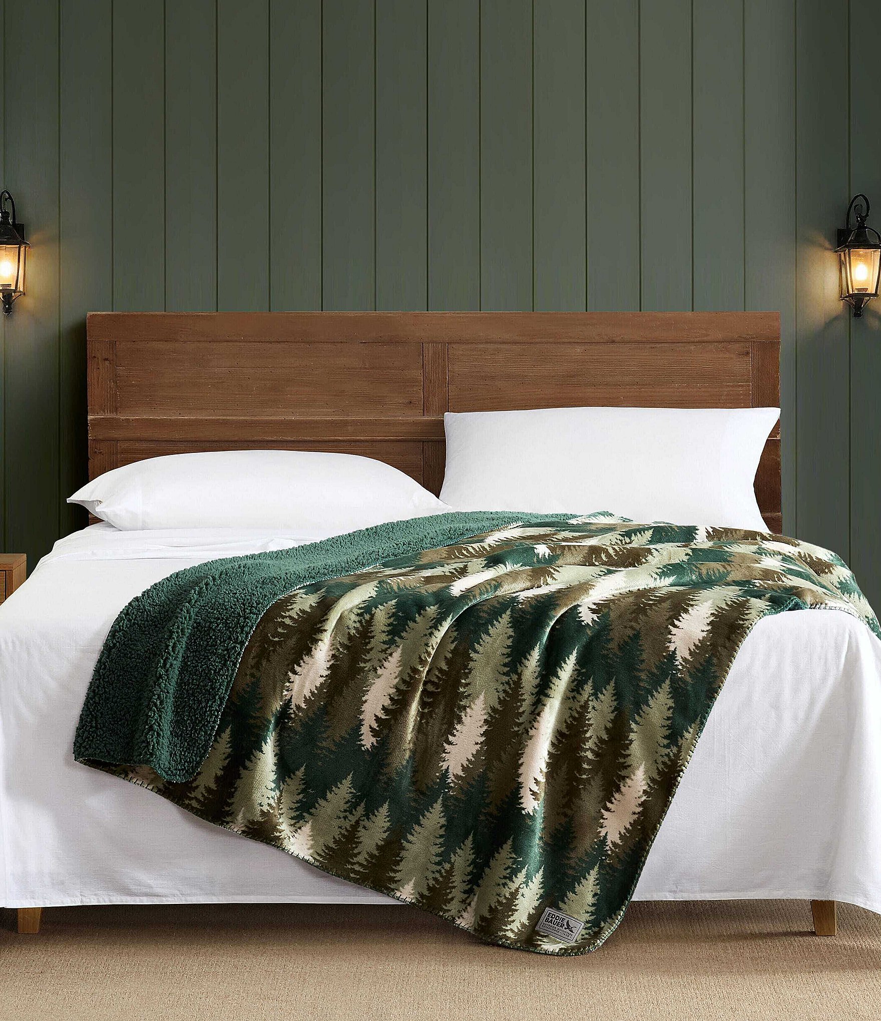 Eddie Bauer Stepped Pines Printed Reversible Plush Throw