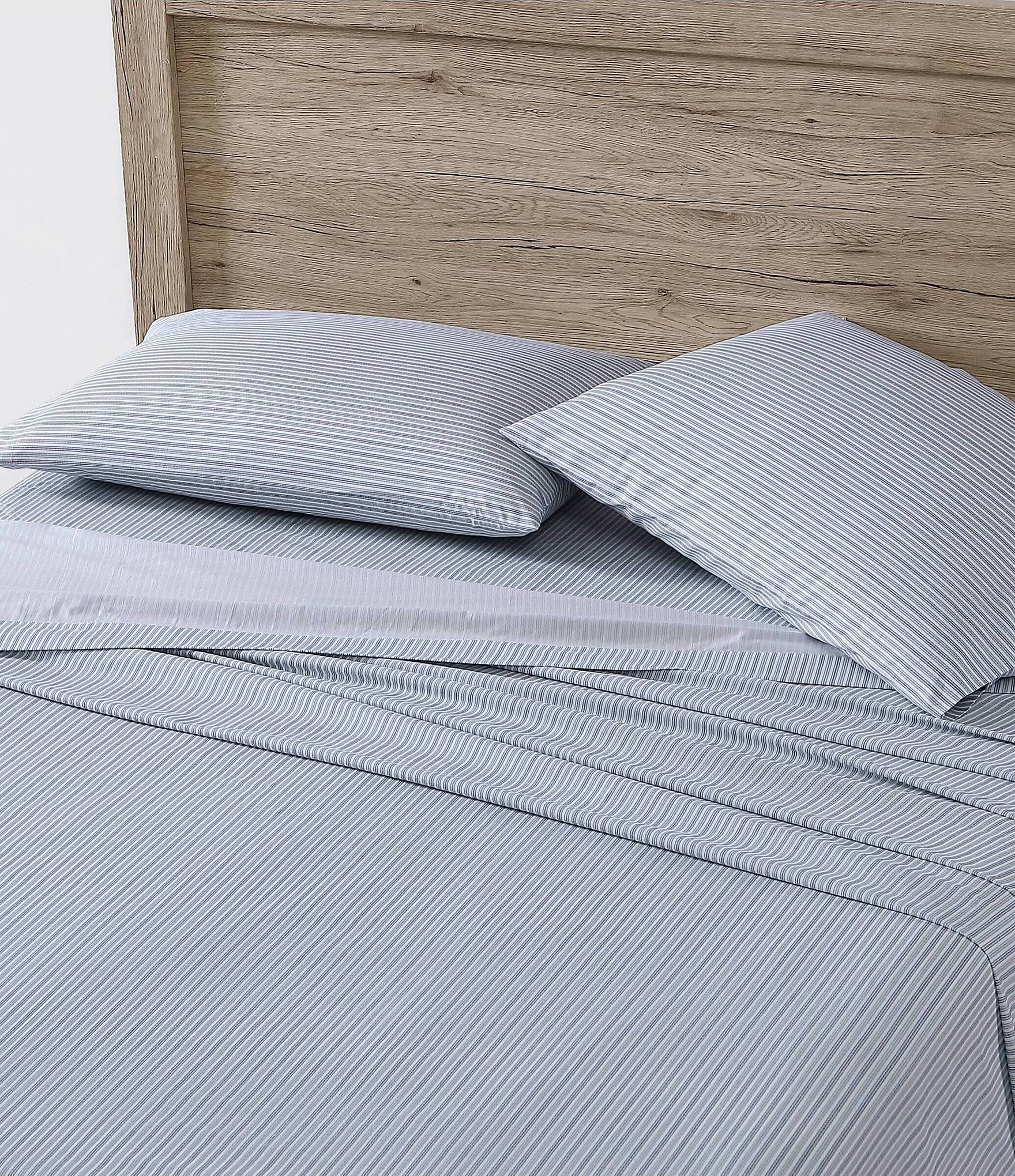 Eddie Bauer Ticking Stripe Navy Cotton Percale Sheet Set