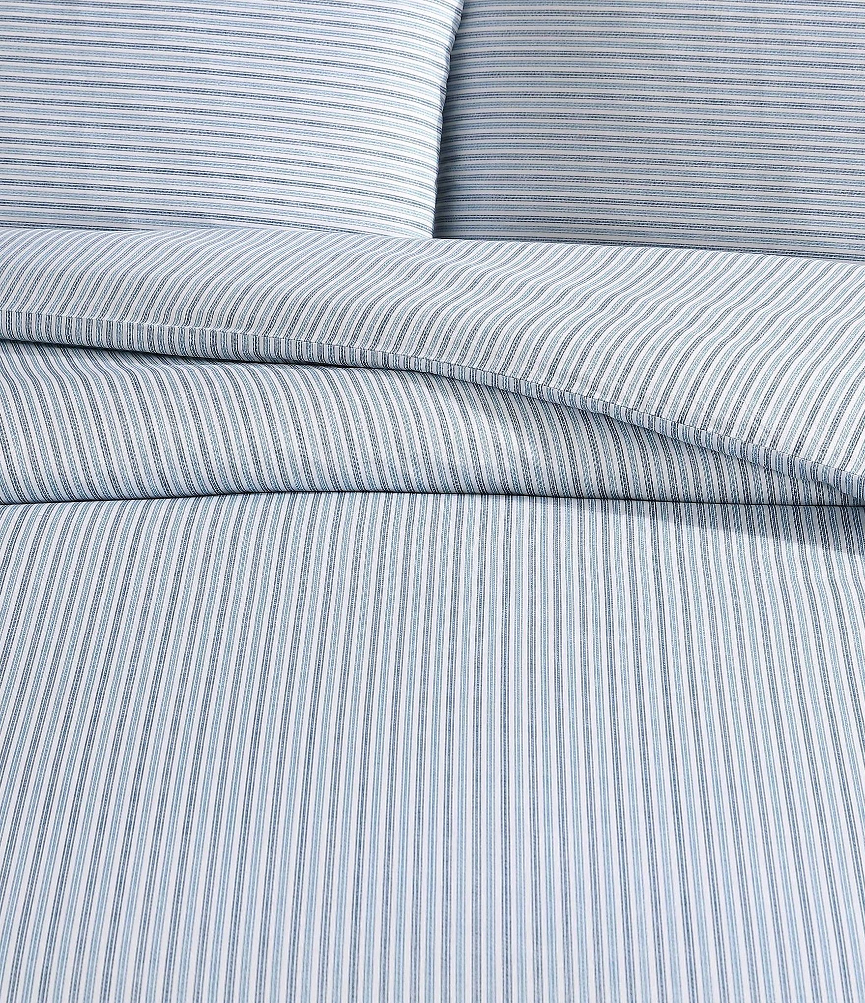 Eddie Bauer Ticking Striped Cotton Percale Duvet Cover Mini Set