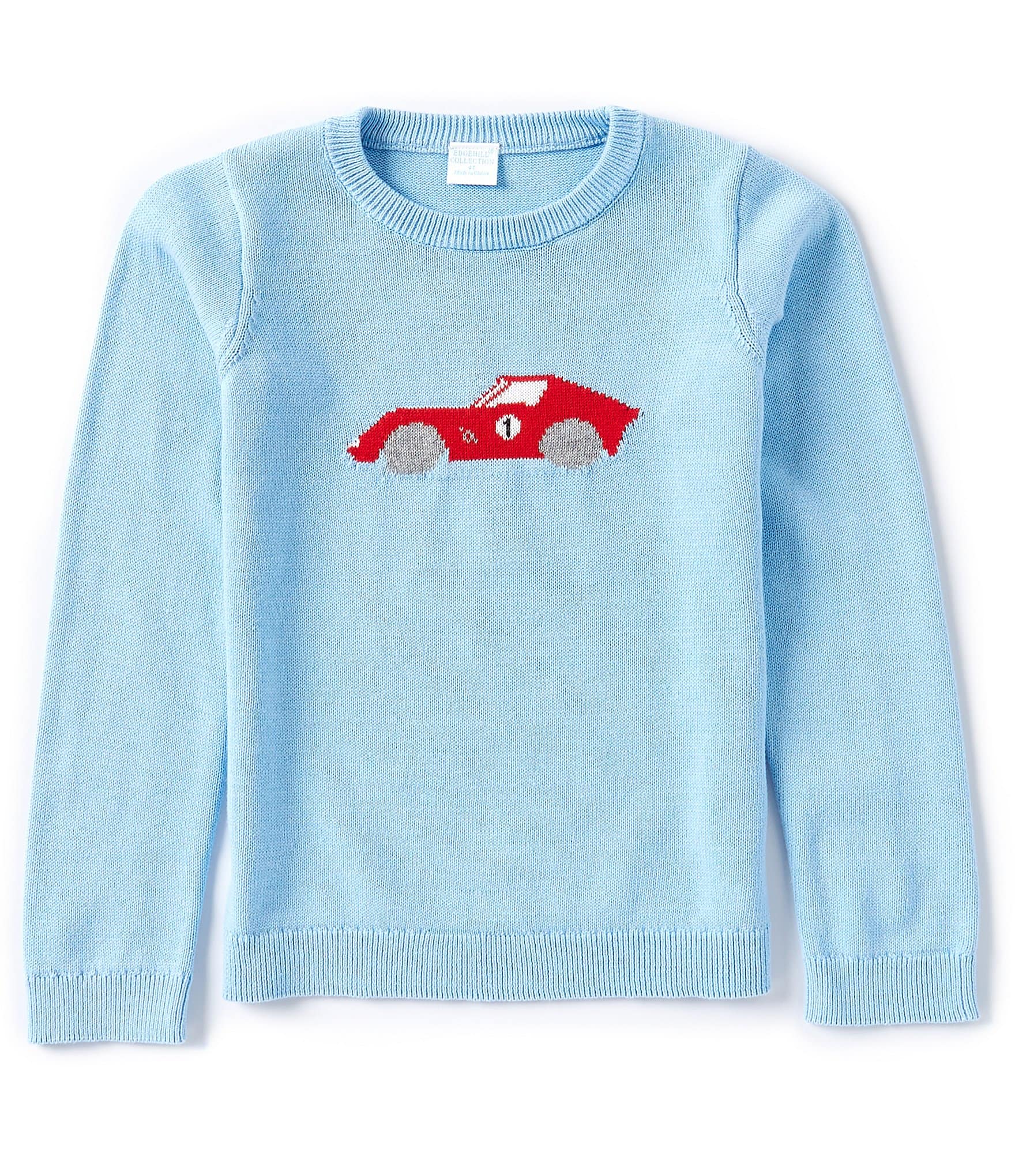 Edgehill Collection Little Boys 2T-7 Round Neck Long Sleeve Racecar Sweater Top