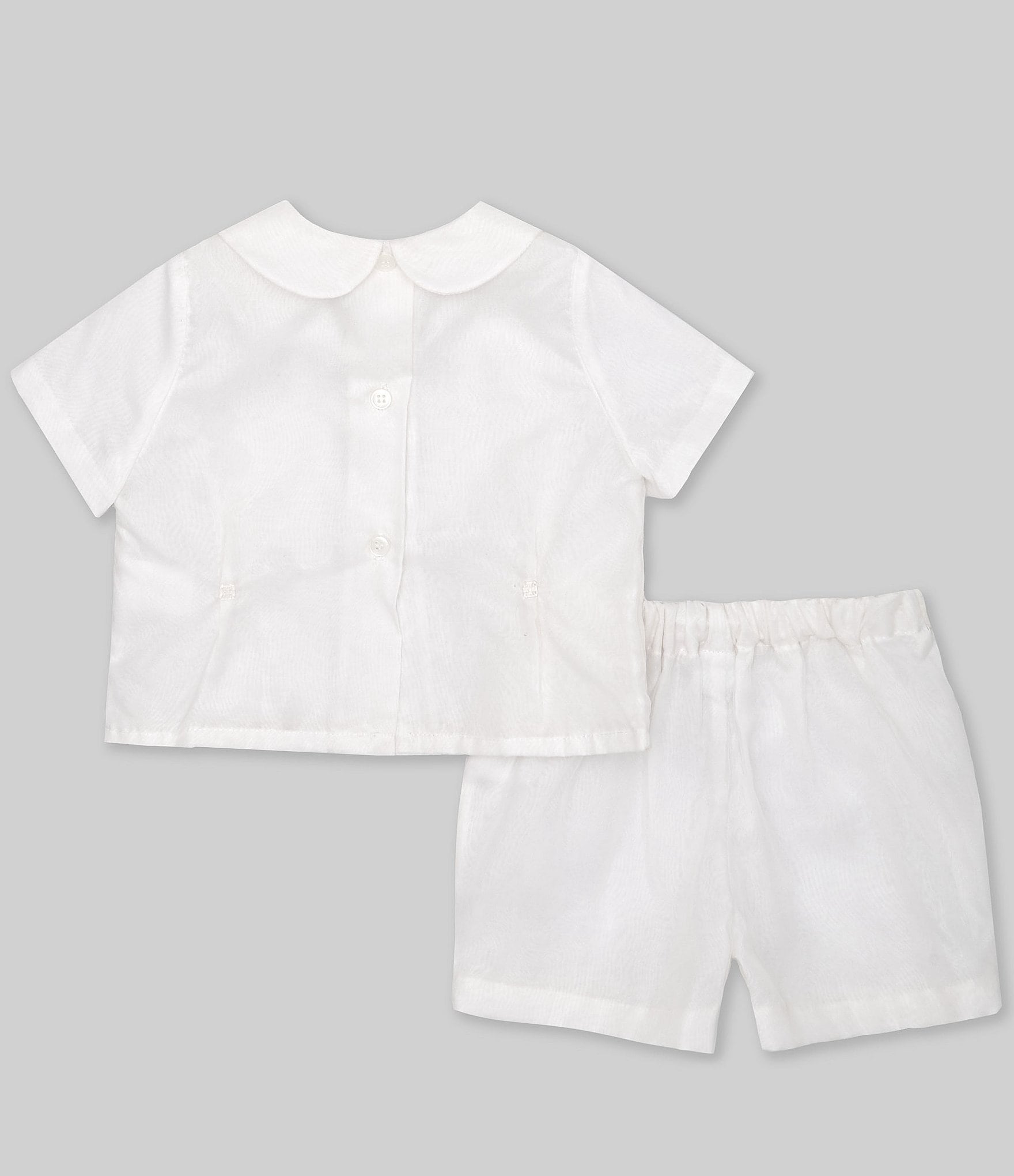 Edgehill Collection Baby Boys 3-24 Months Peter Pan Collar Short Sleeve Heirloom Christening Set