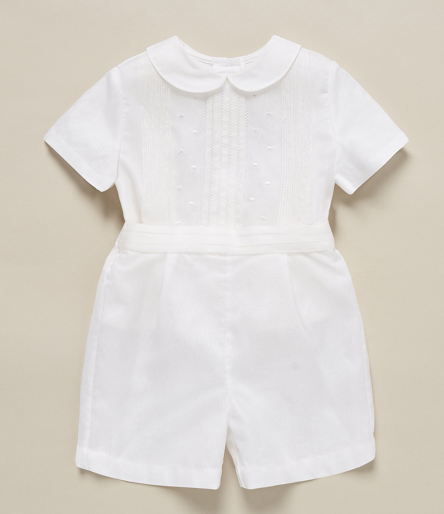 Edgehill Collection Baby Boys 3-24 Months Peter Pan Collar Short Sleeve Heirloom Christening Set