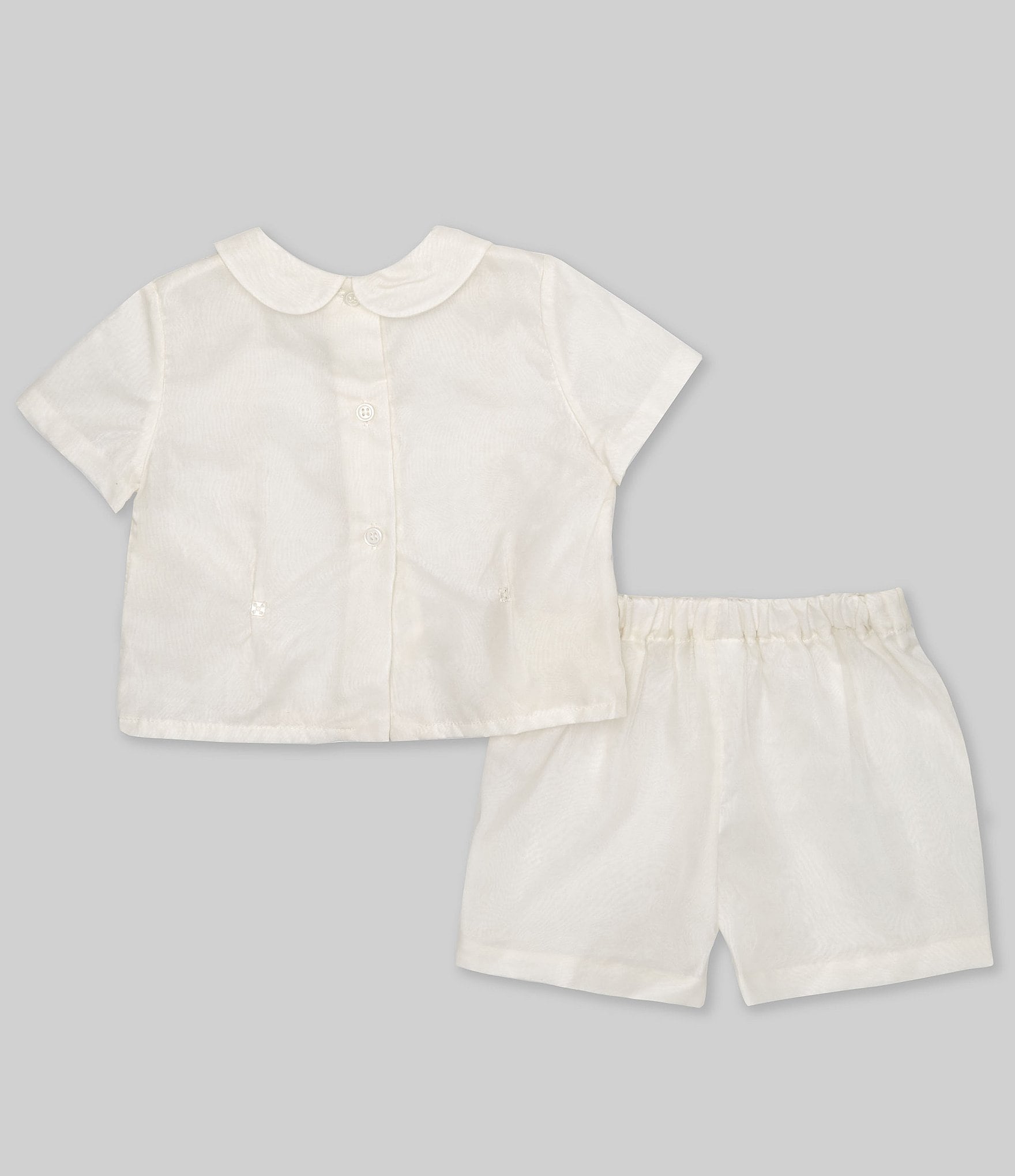 Edgehill Collection Baby Boys 3-24 Months Peter Pan Collar Short Sleeve Heirloom Christening Set