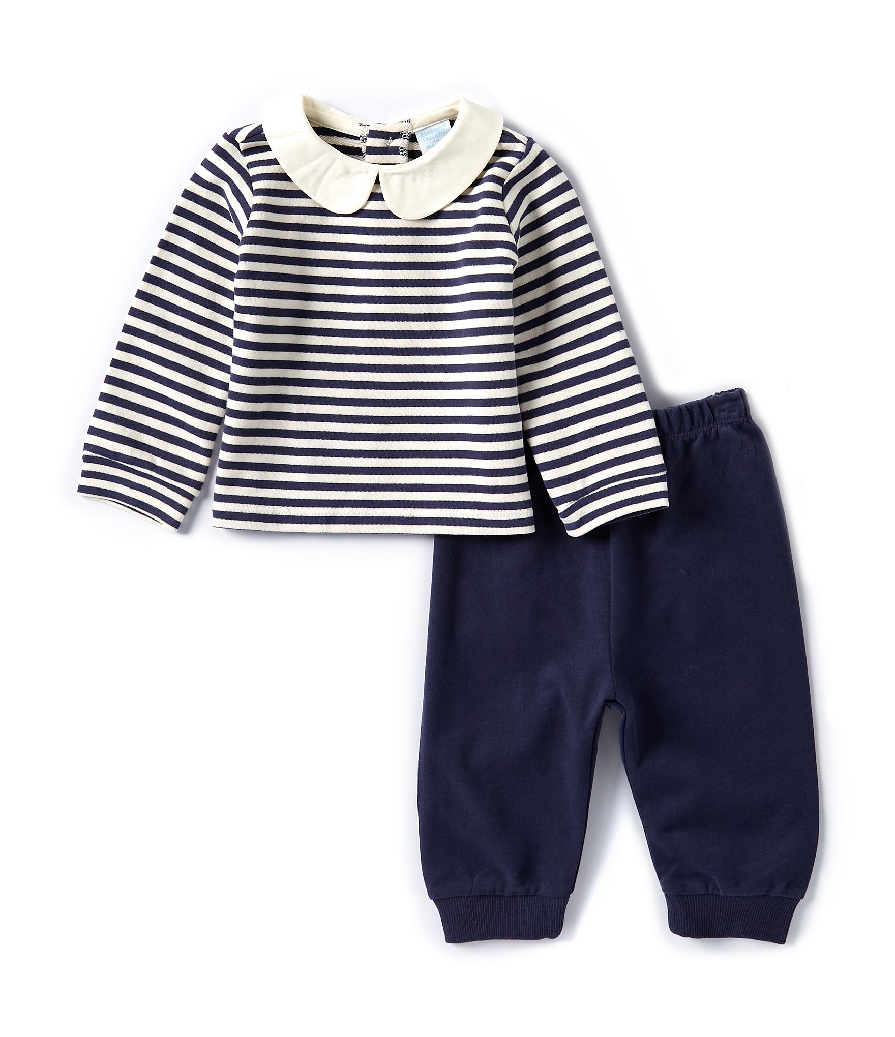 Edgehill Collection Baby Boys 3-24 Months Peter Pan Knit Stripe Long Sleeve Set