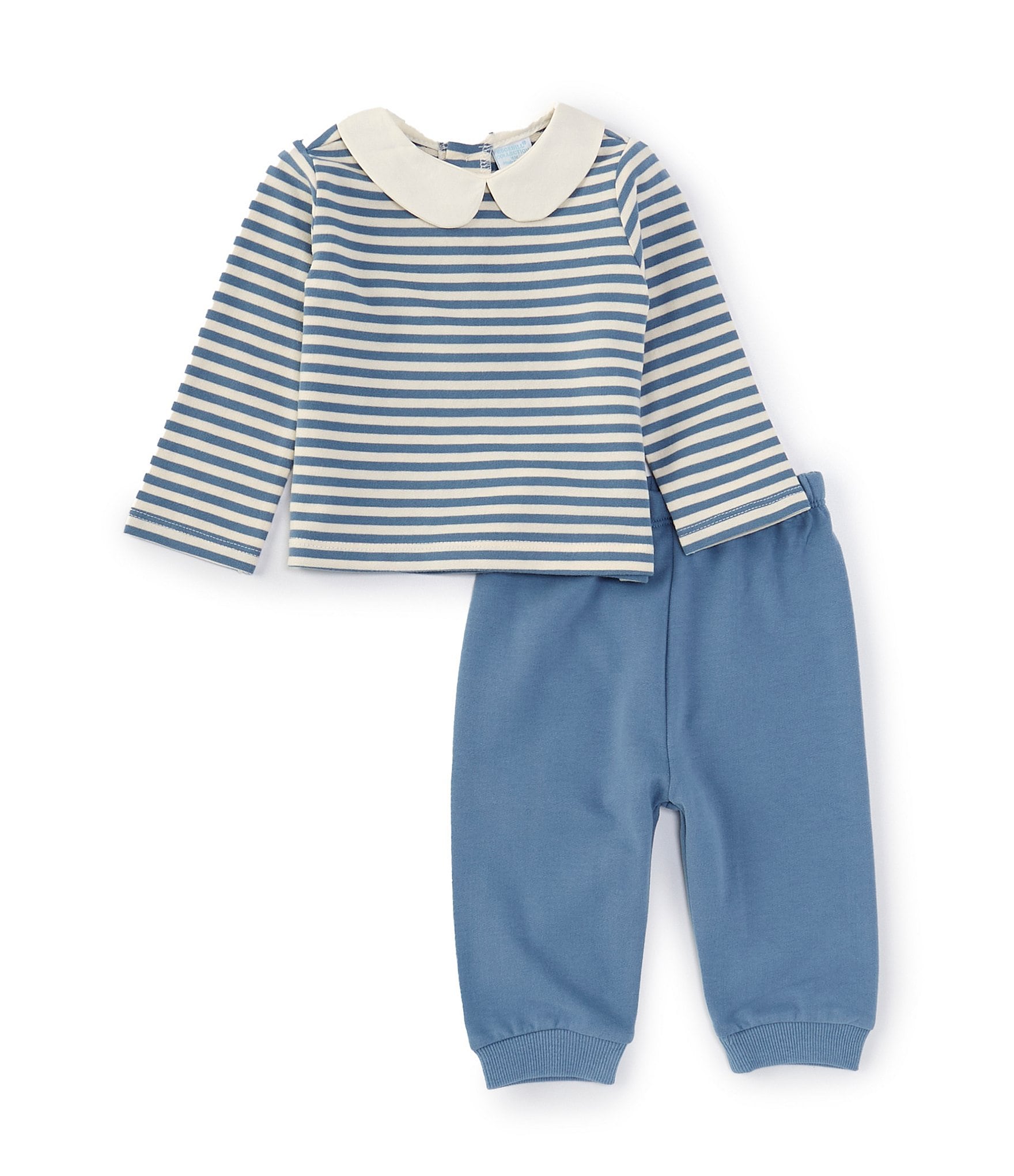 Edgehill Collection Baby Boys 3-24 Months Peter Pan Long Sleeve Knit Stripe Top & Pants Set