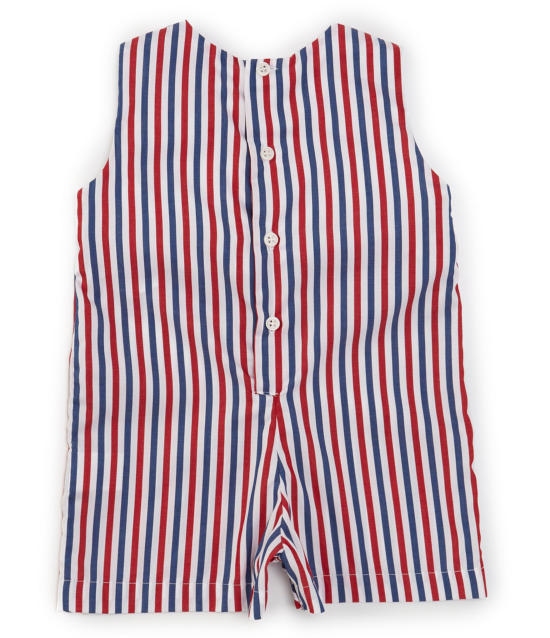 Edgehill Collection Baby Boys 3-24 Months Round Neck Sleeveless Smocked American Flag Jon Jon