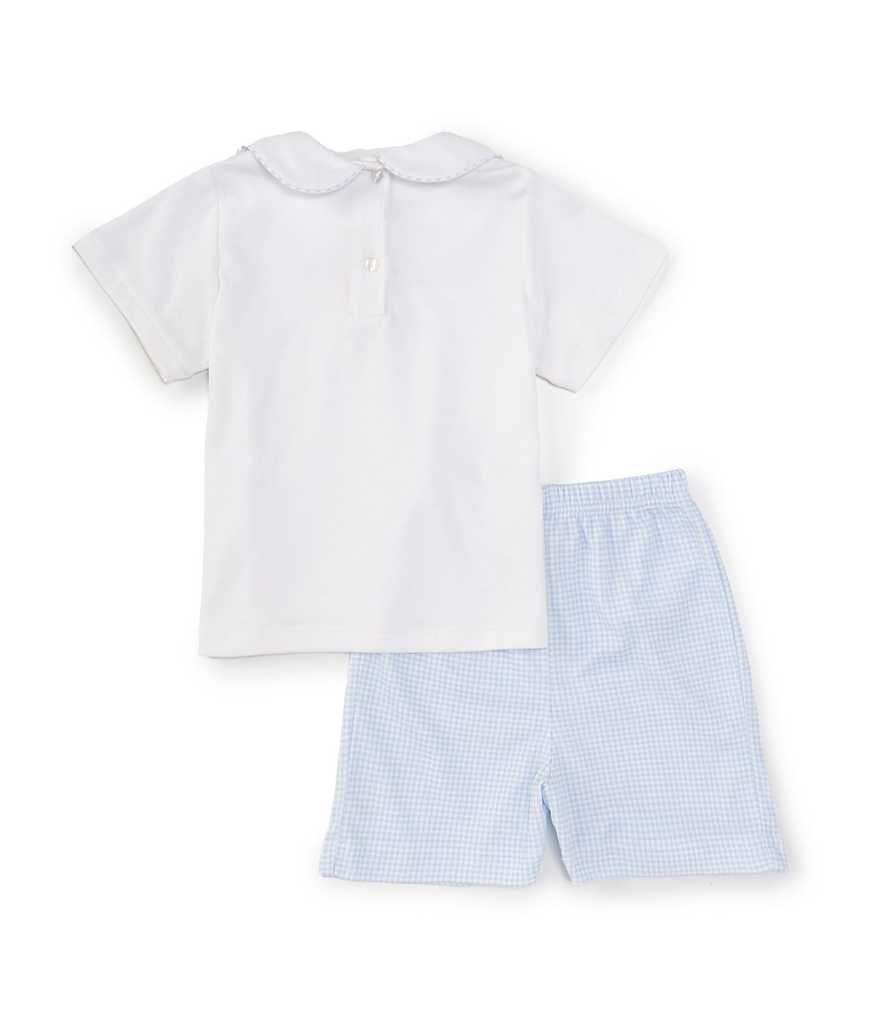 Edgehill Collection Baby Boys 3-24 Months Round Neckline Short Sleeve Golf Shirt & Gingham Shorts Set