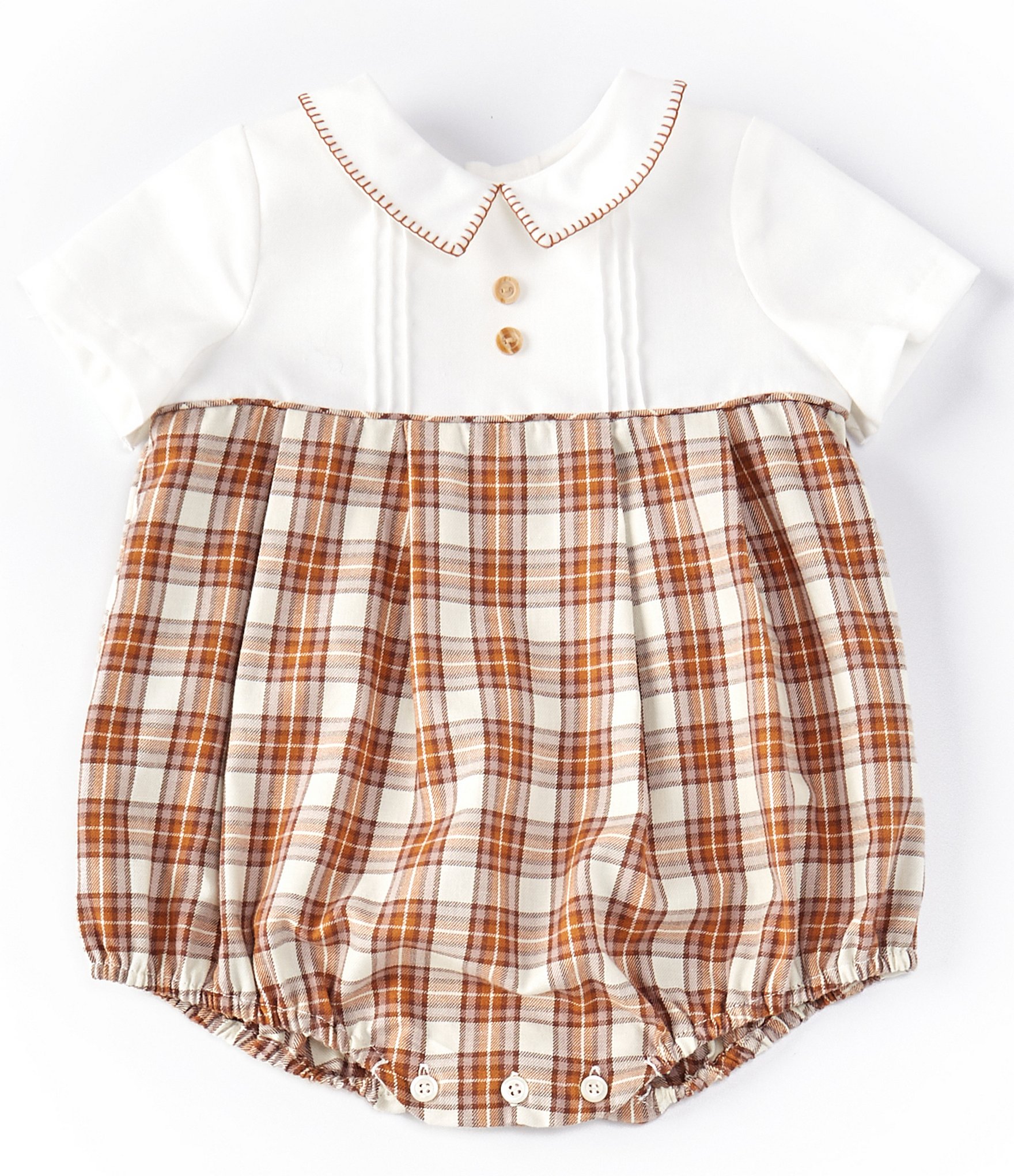 Edgehill Collection Baby Boys 3-9 Months Smocked Peter Pan Collar Short ...