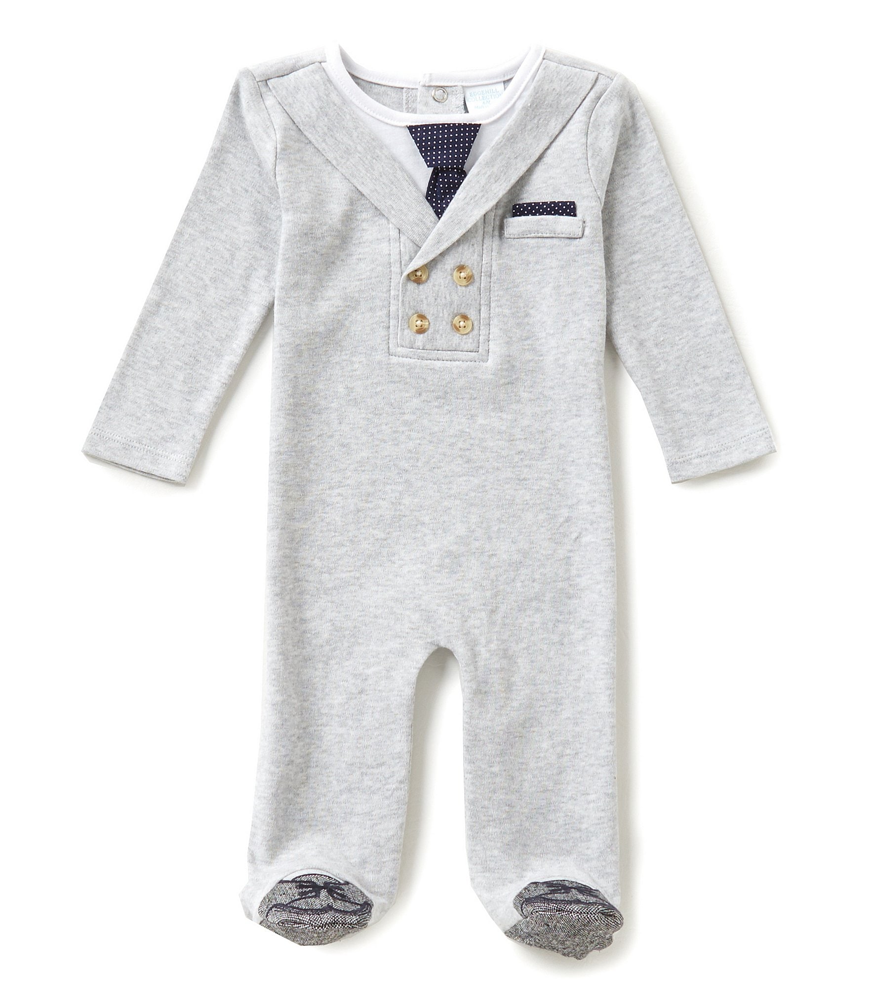 Edgehill Collection Baby Boys Newborn-6 Months Long-Sleeve Footed ...