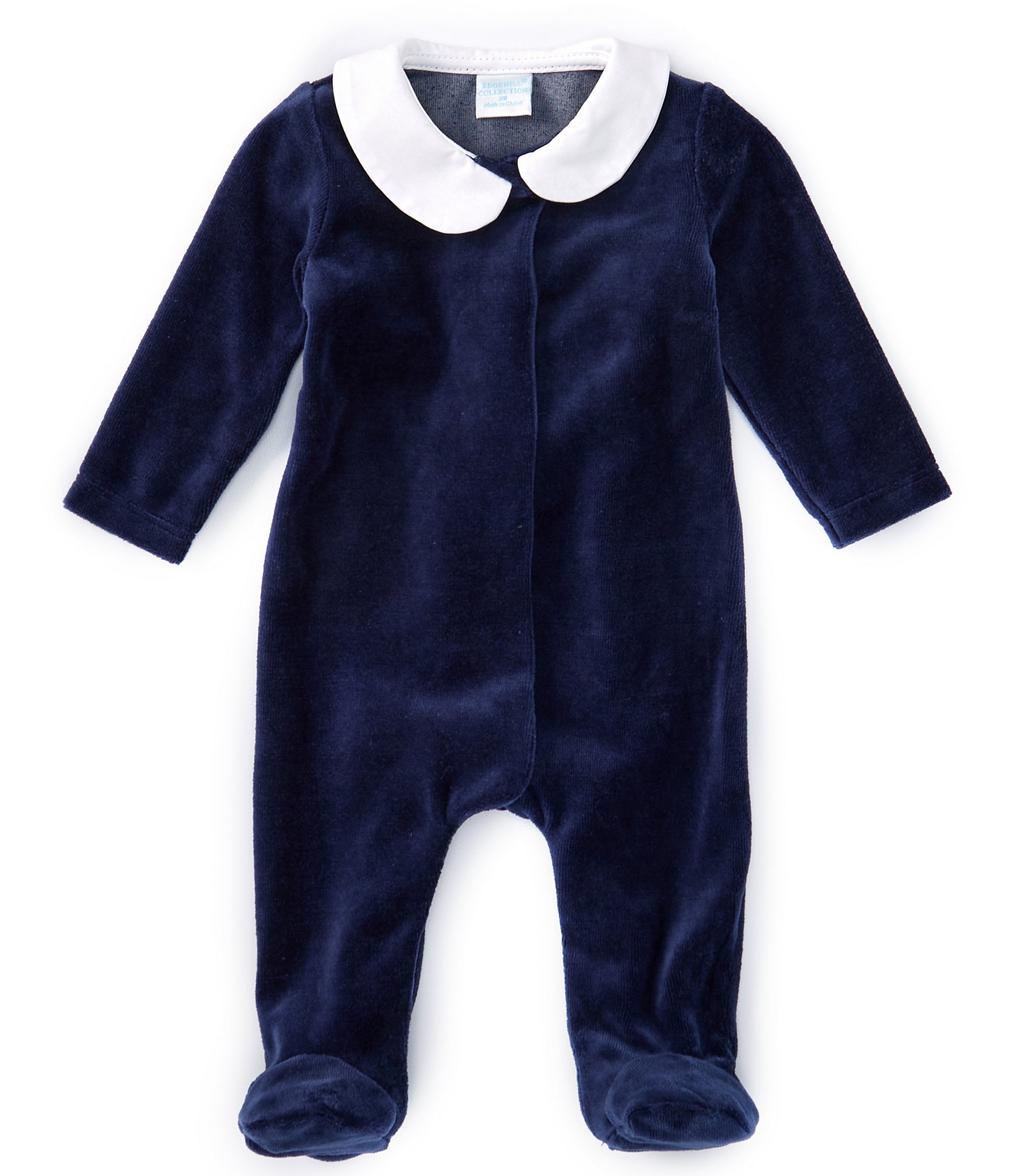 Edgehill Collection Baby Boys Newborn-9 Months Long Sleeve Velour Coverall