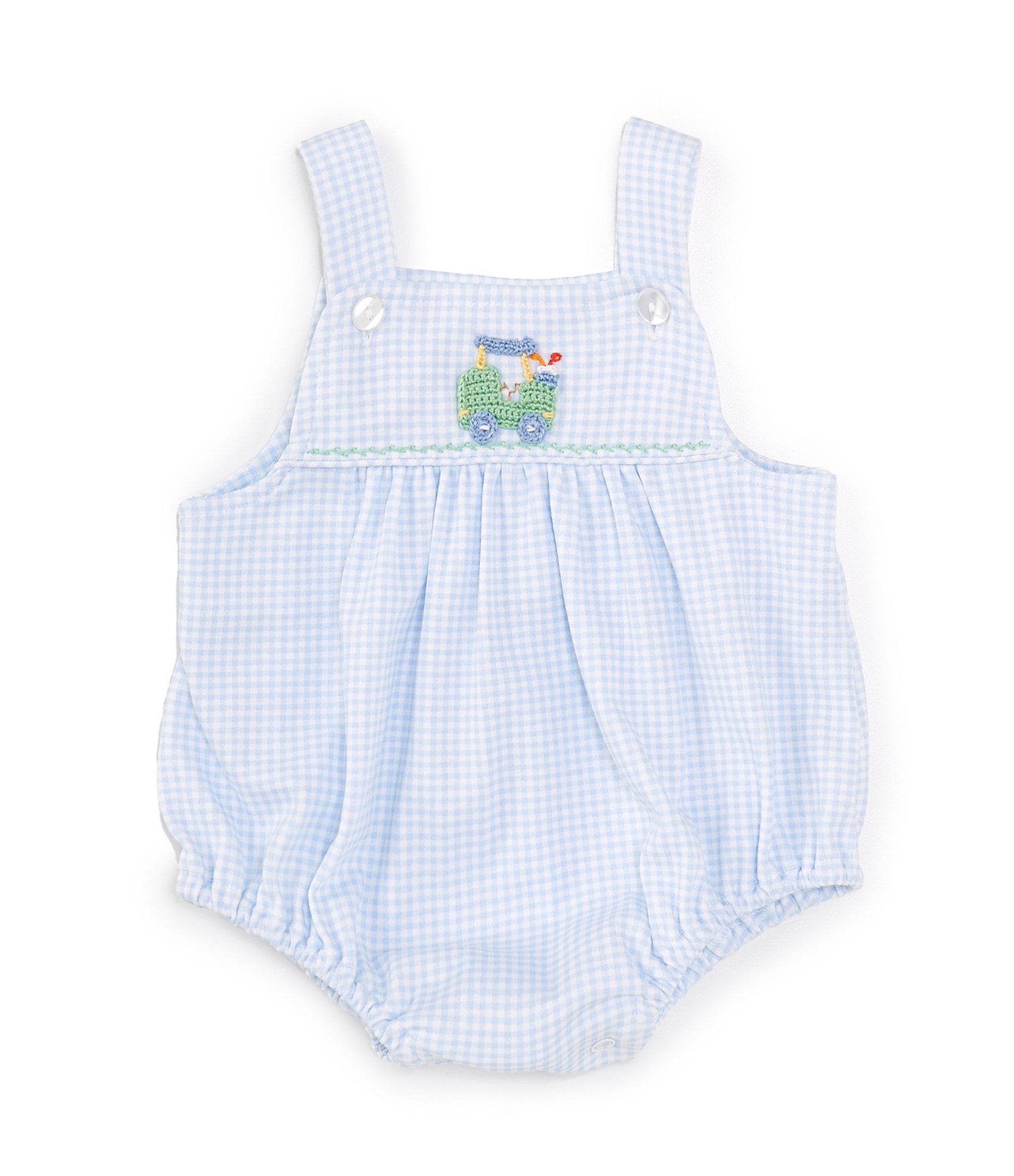 Edgehill Collection Baby Boys Newborn-9 Months Square Neckline Sleeveless Golf Smocked Bubble