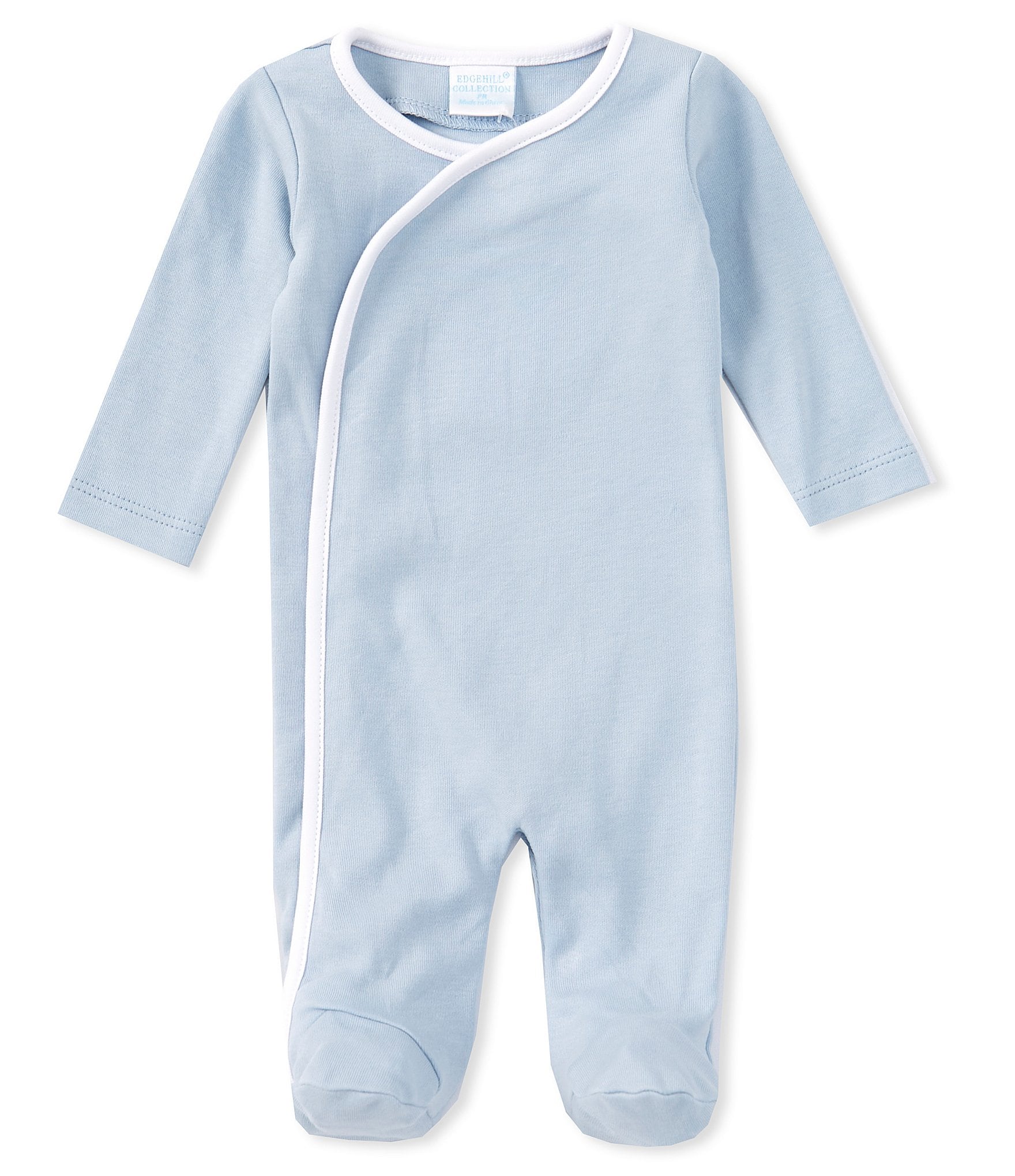 Edgehill Collection Baby Boys Preemie-9 Months Round Neck Long Sleeve Asymmetric Footie Coverall