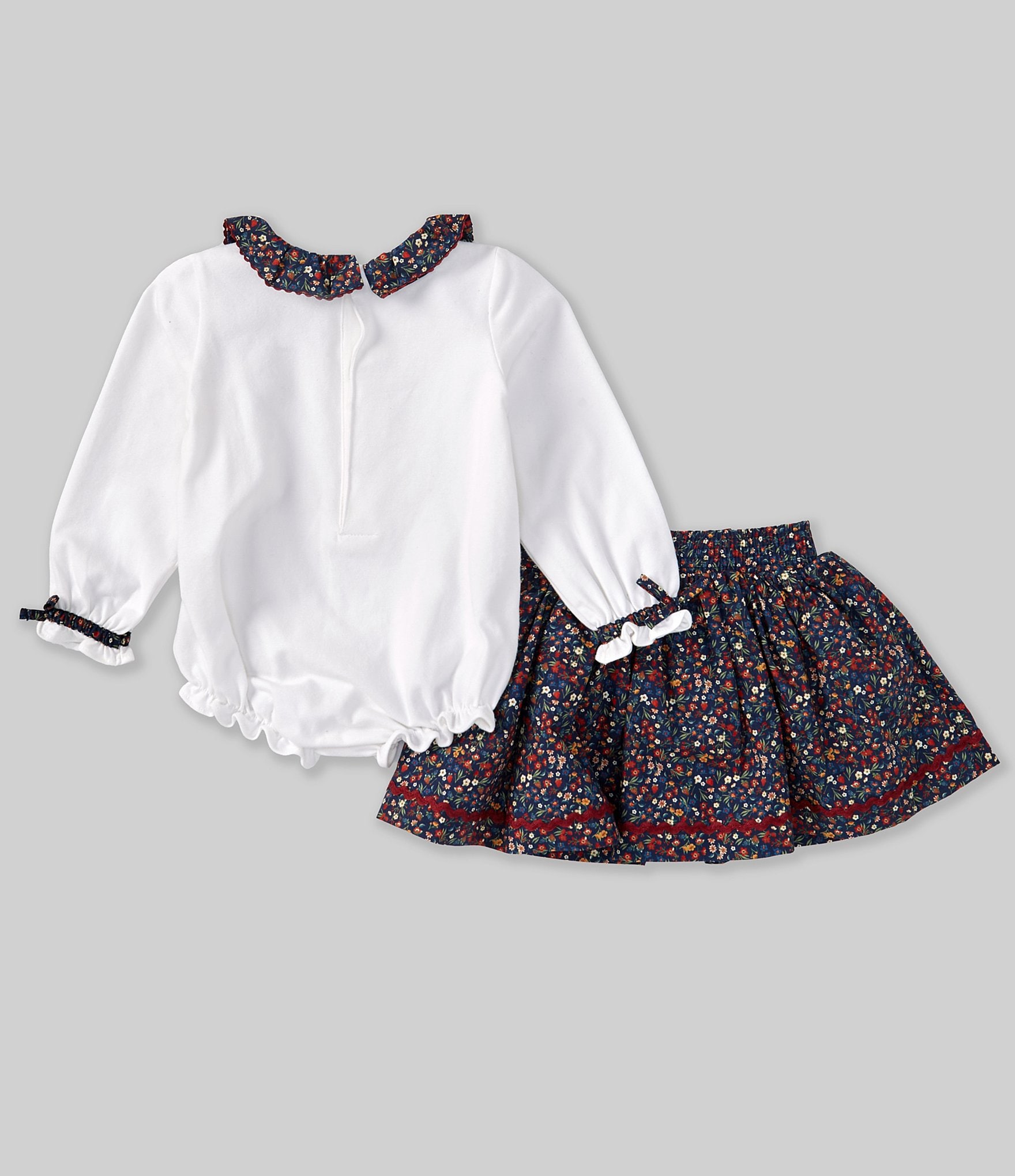 Edgehill Collection Baby Girls 12-24 Months Long Sleeve Floral Top & Skirt Set