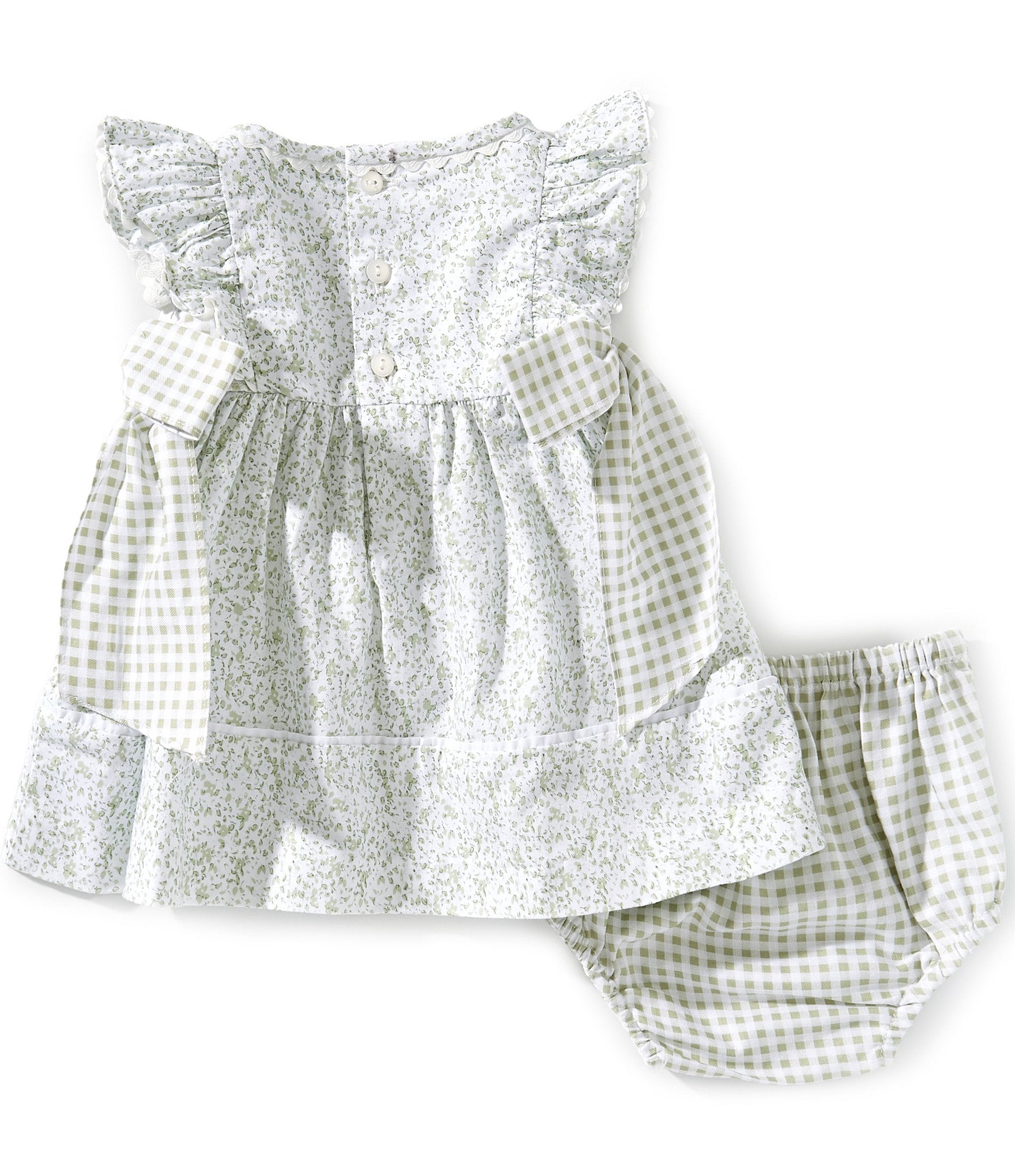 Edgehill Collection Baby Girls 3-12 Month Gingham Side-Tie Sleeveless Ditsy Floral Dress