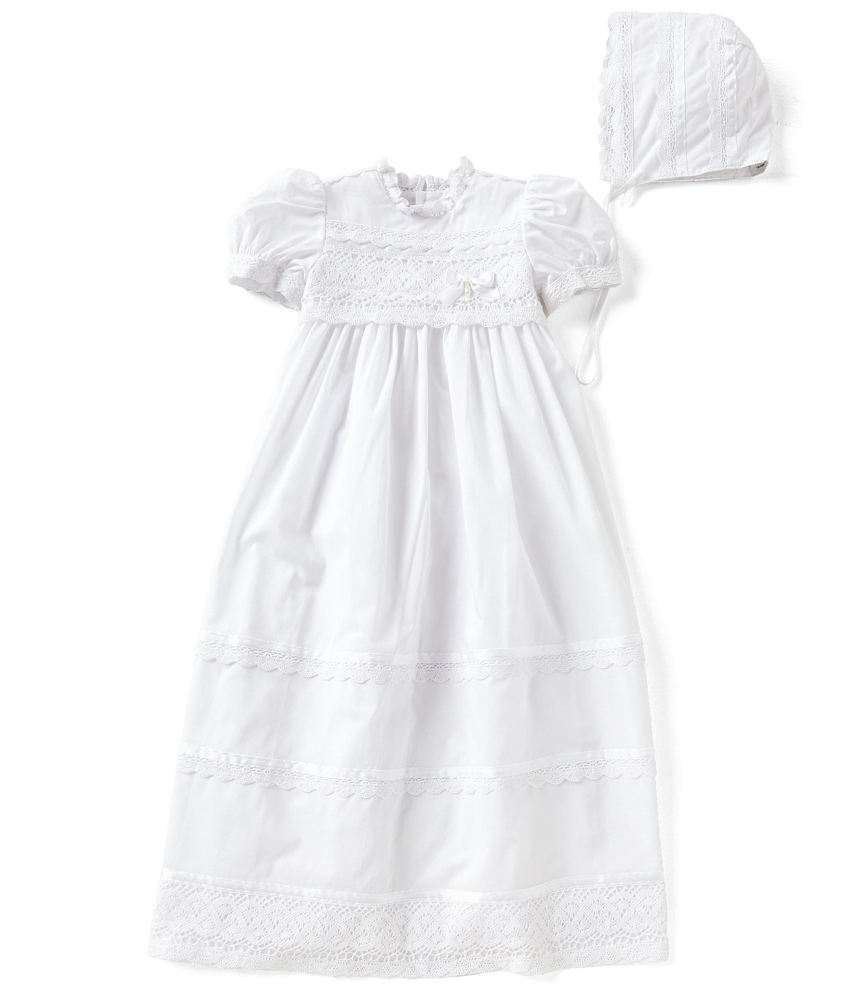 Dressy Daisy Baby Boy Satin Baptism Clothes Christening Outfit with Bonnet 5 Pieces Set Formal White Suit for Infant