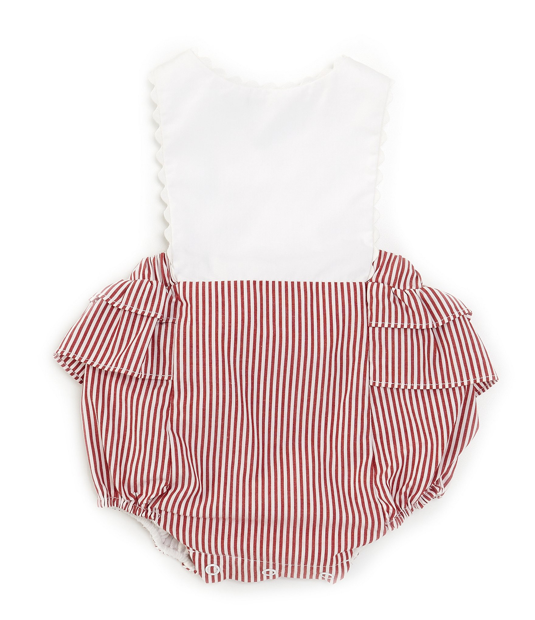 Edgehill Collection Baby Girls Newborn-9 Months Round Neck Scallop Edge Stripe Sunsuit