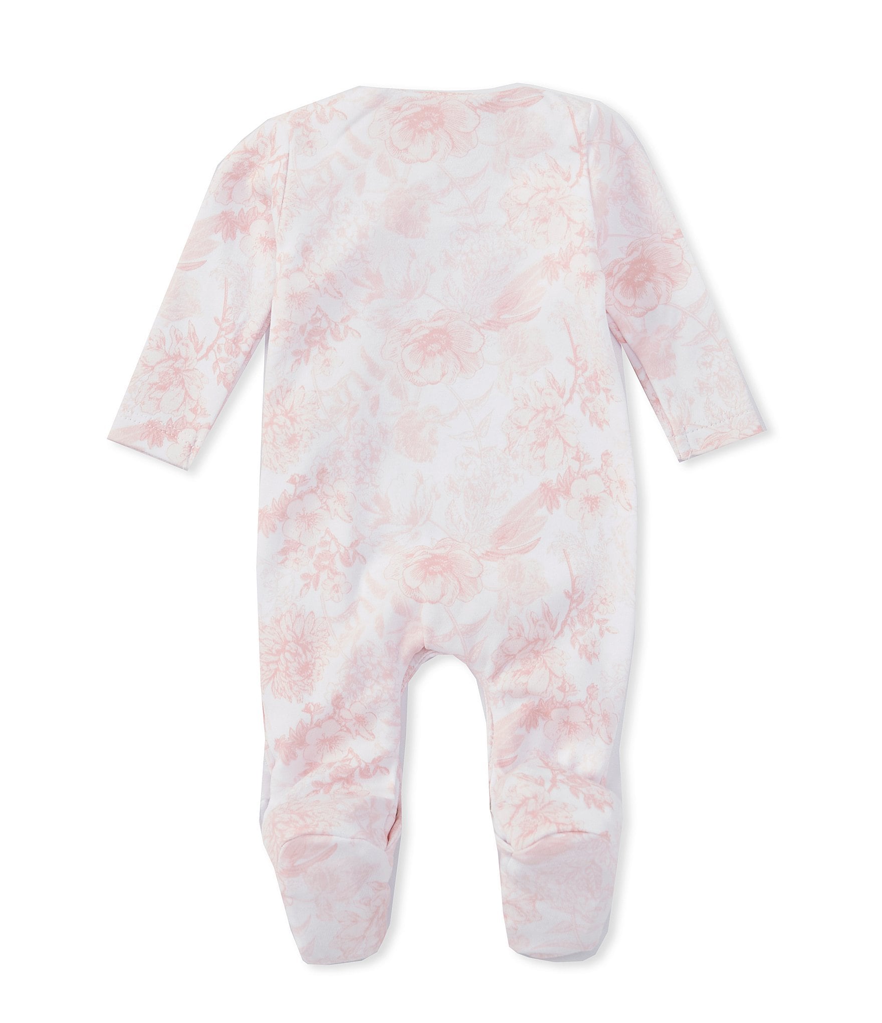 Edgehill Collection Baby Girls Preemie-9 Months Round Neck Long Sleeve Asymmetric Toile Print Footie Coverall