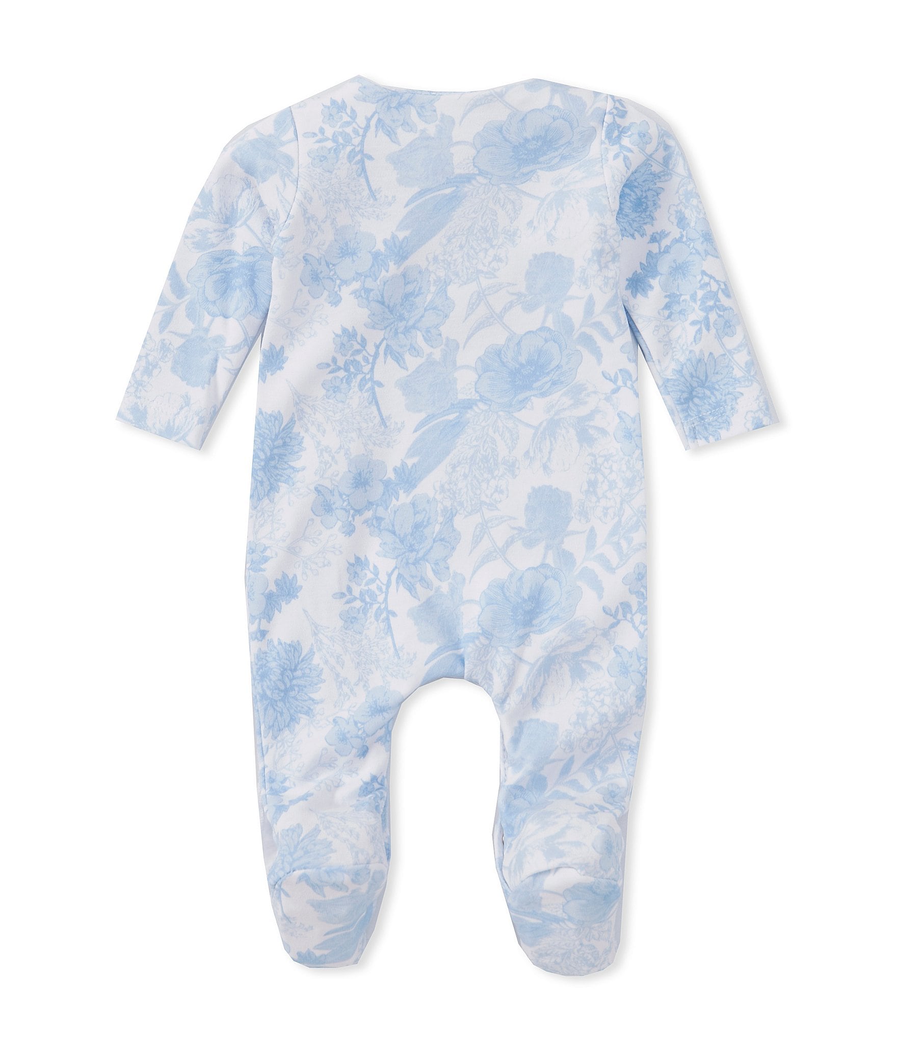 Edgehill Collection Baby Girls Preemie-9 Months Round Neck Long Sleeve Asymmetric Toile Print Footie Coverall