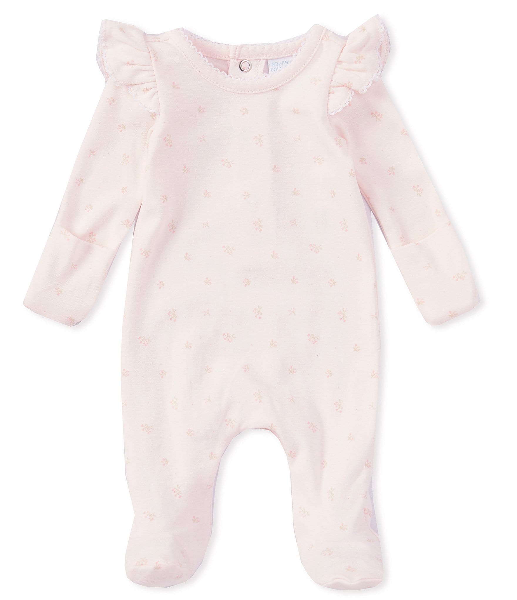 Edgehill Collection Baby Girls Preemie-9 Months Round Neckline Long Sleeve Ditsy Pointelle Coverall