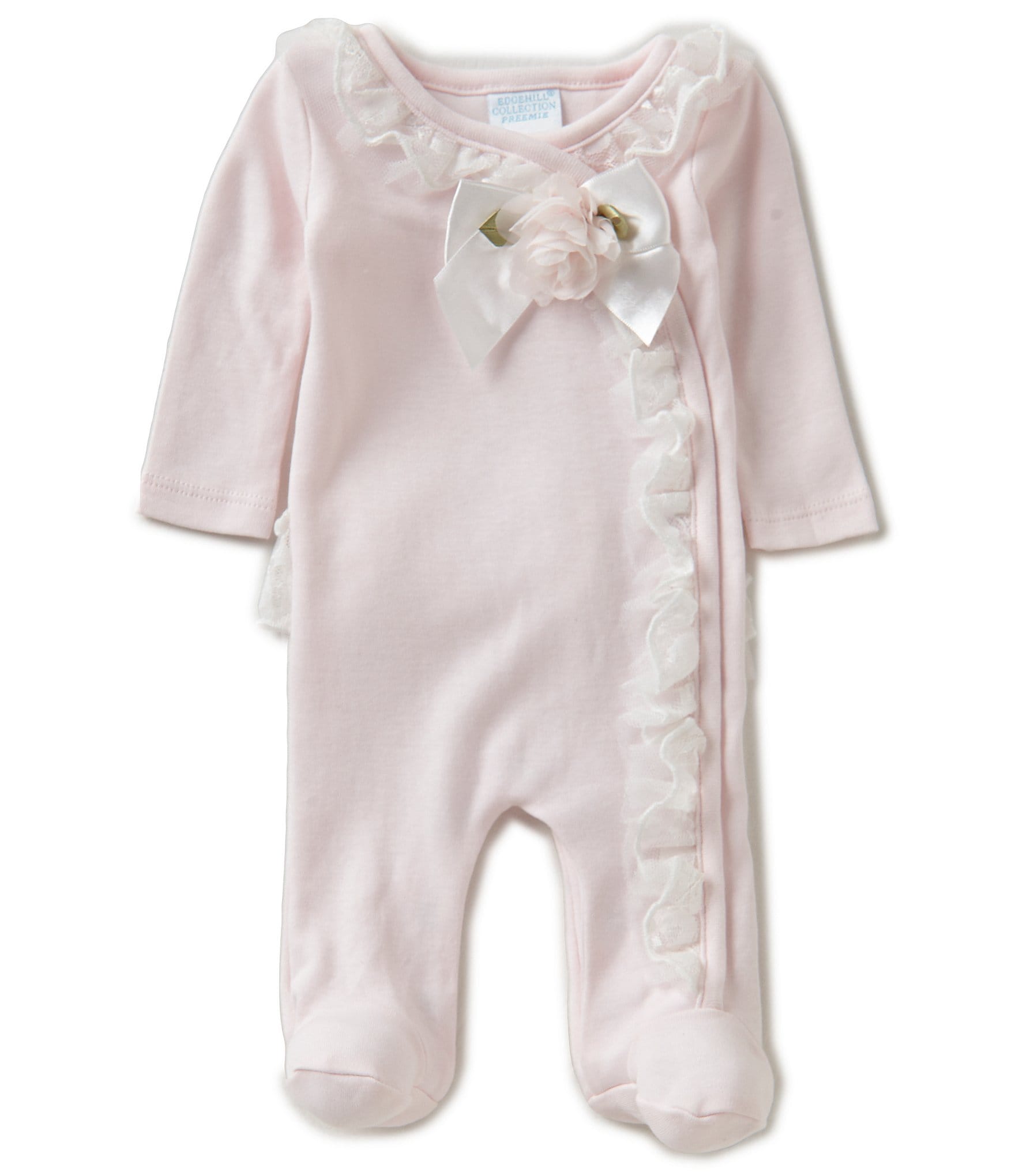 Edgehill Collection Baby Girls Preemie Rosette Footed Coverall | Dillards