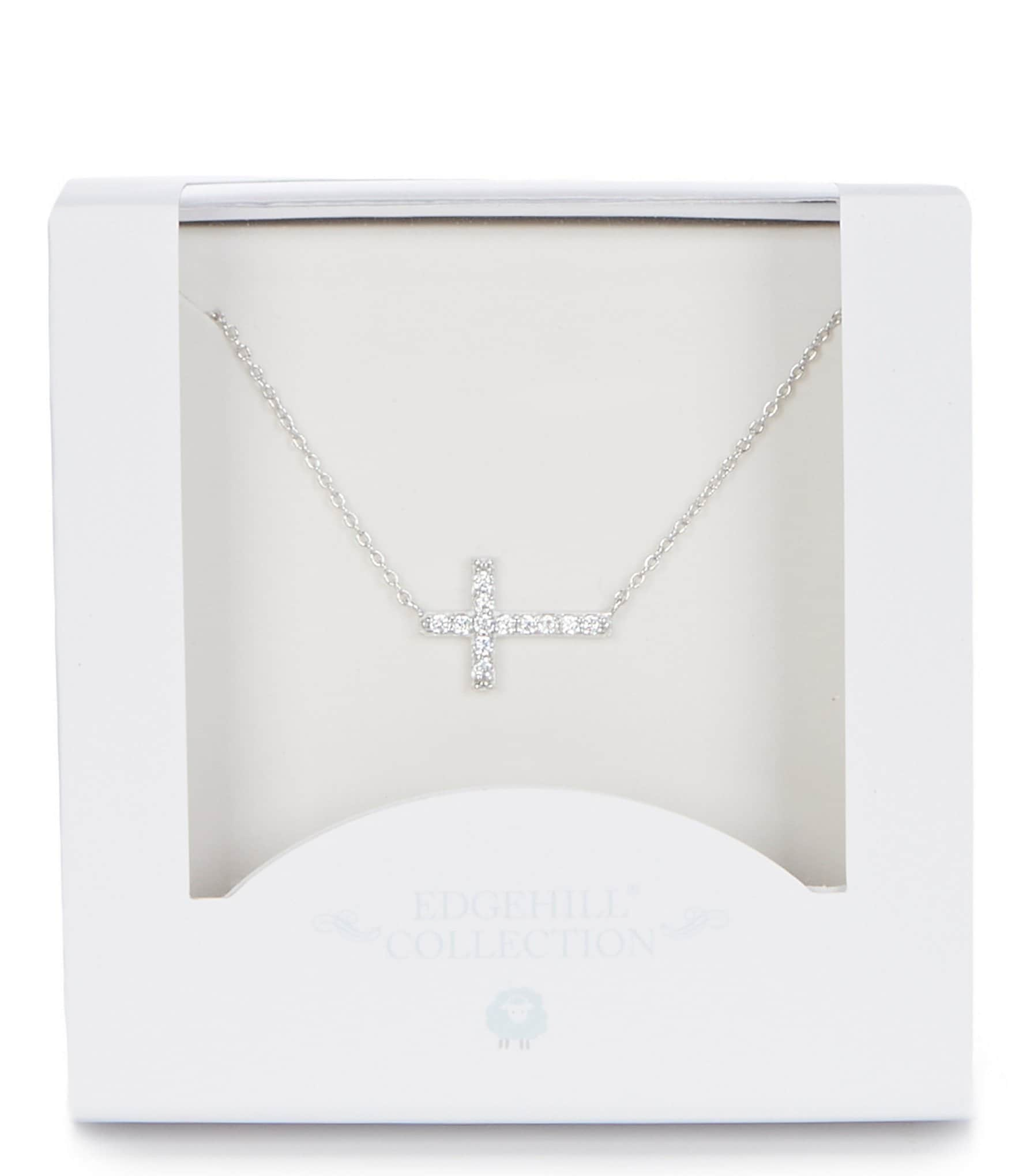 Edgehill Collection Baby Girls Sideways Cross Necklace