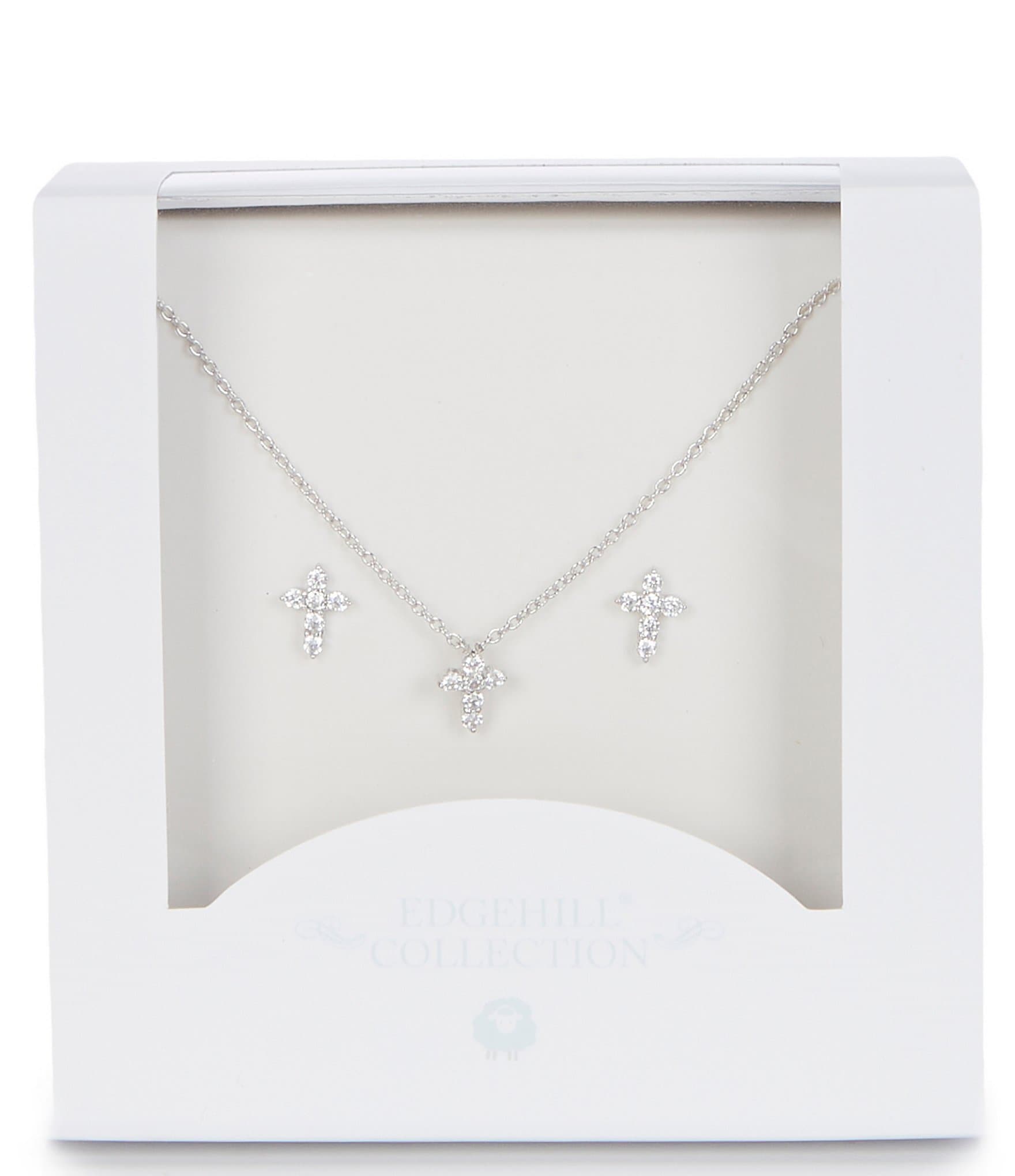 Edgehill Collection Girls Cross Necklace & Earings Set