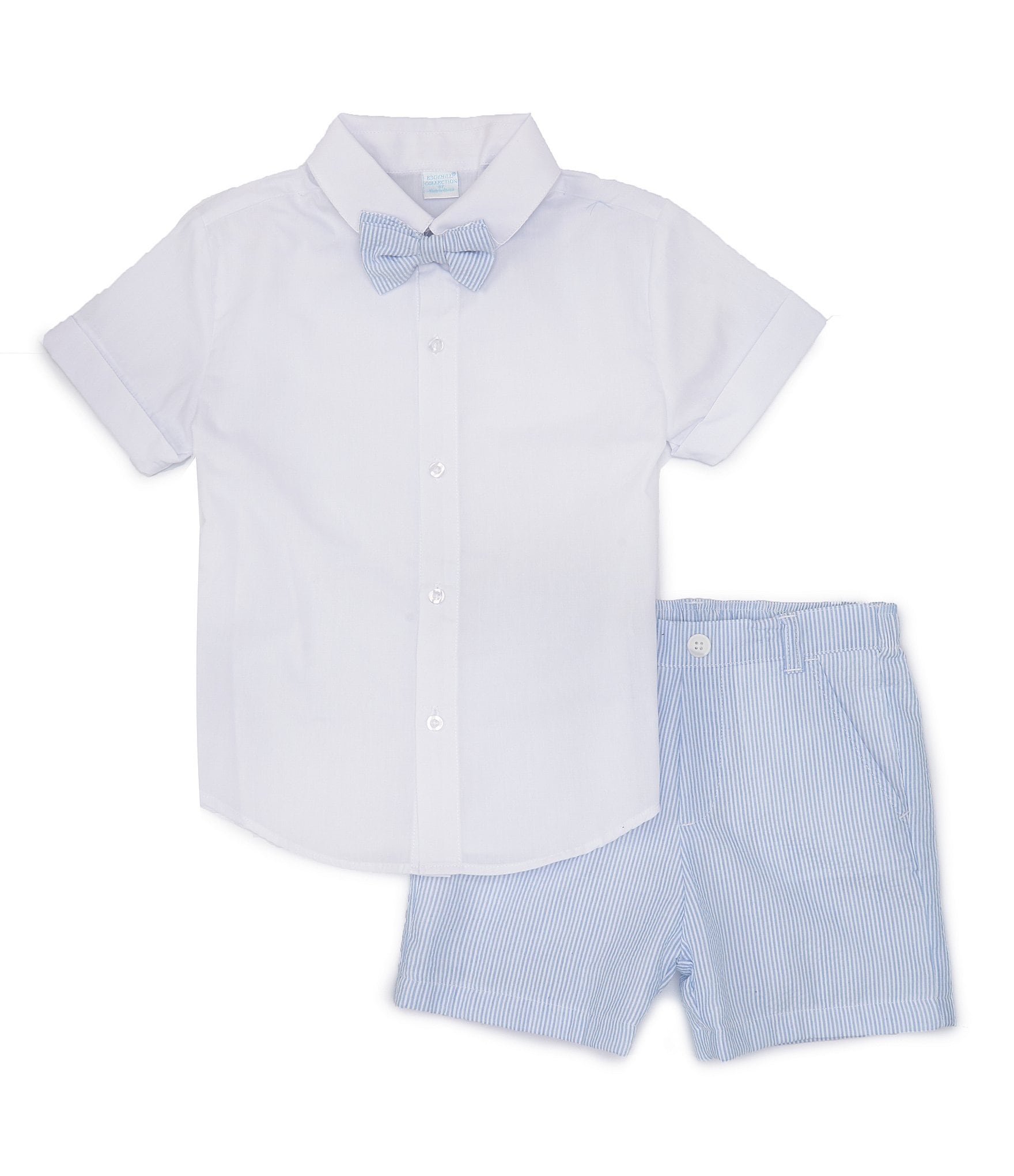 Edgehill Collection Little Boy 2T-7 Button Down Shirt, Shorts, Suspenders and Bow Tie Set