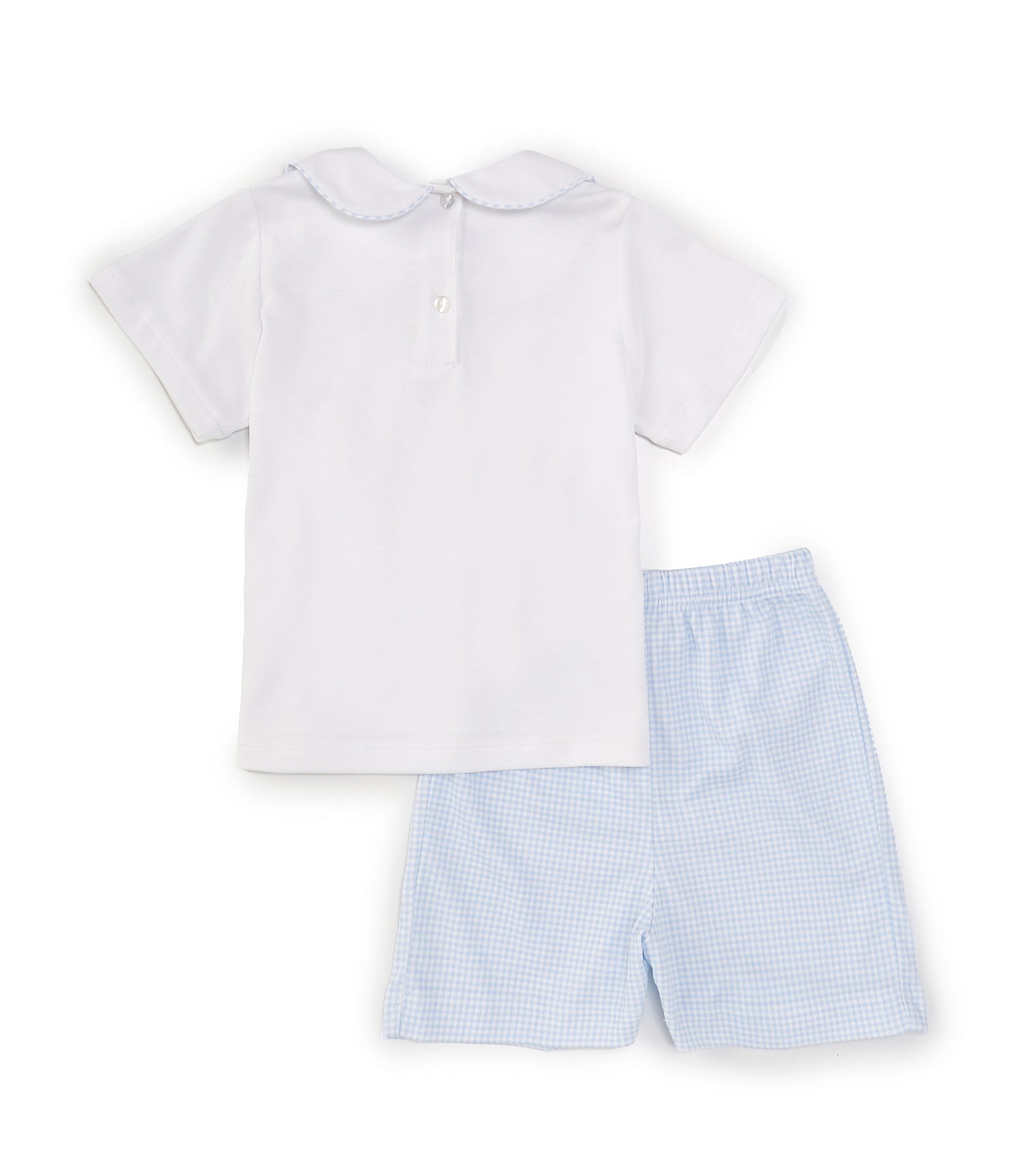 Edgehill Collection Little Boys 2T-4T Round Neck Short Sleeve Golf Top & Gingham Shorts Set